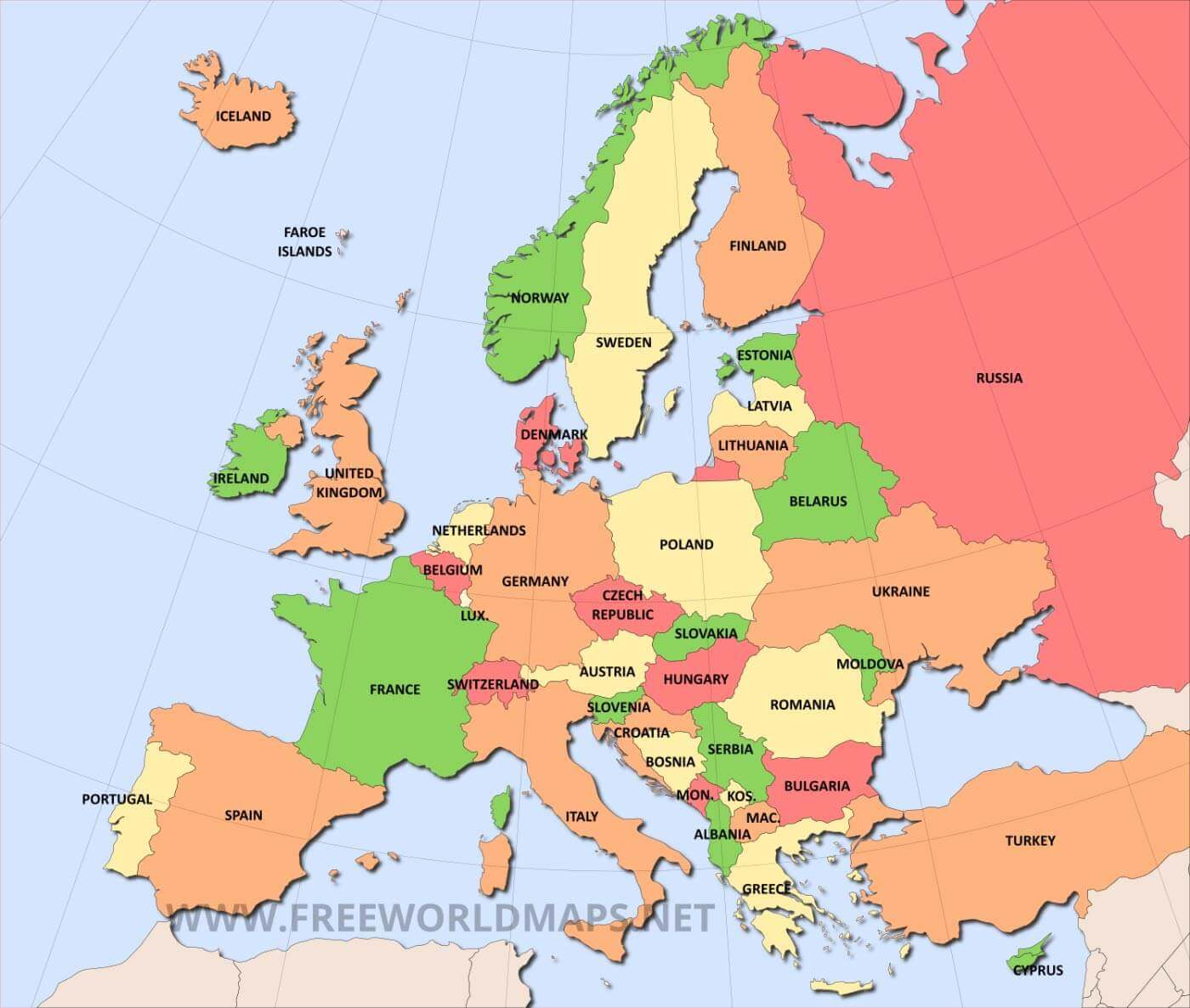 Free Printable Maps Of Europe inside Map Of Europe Printable Free