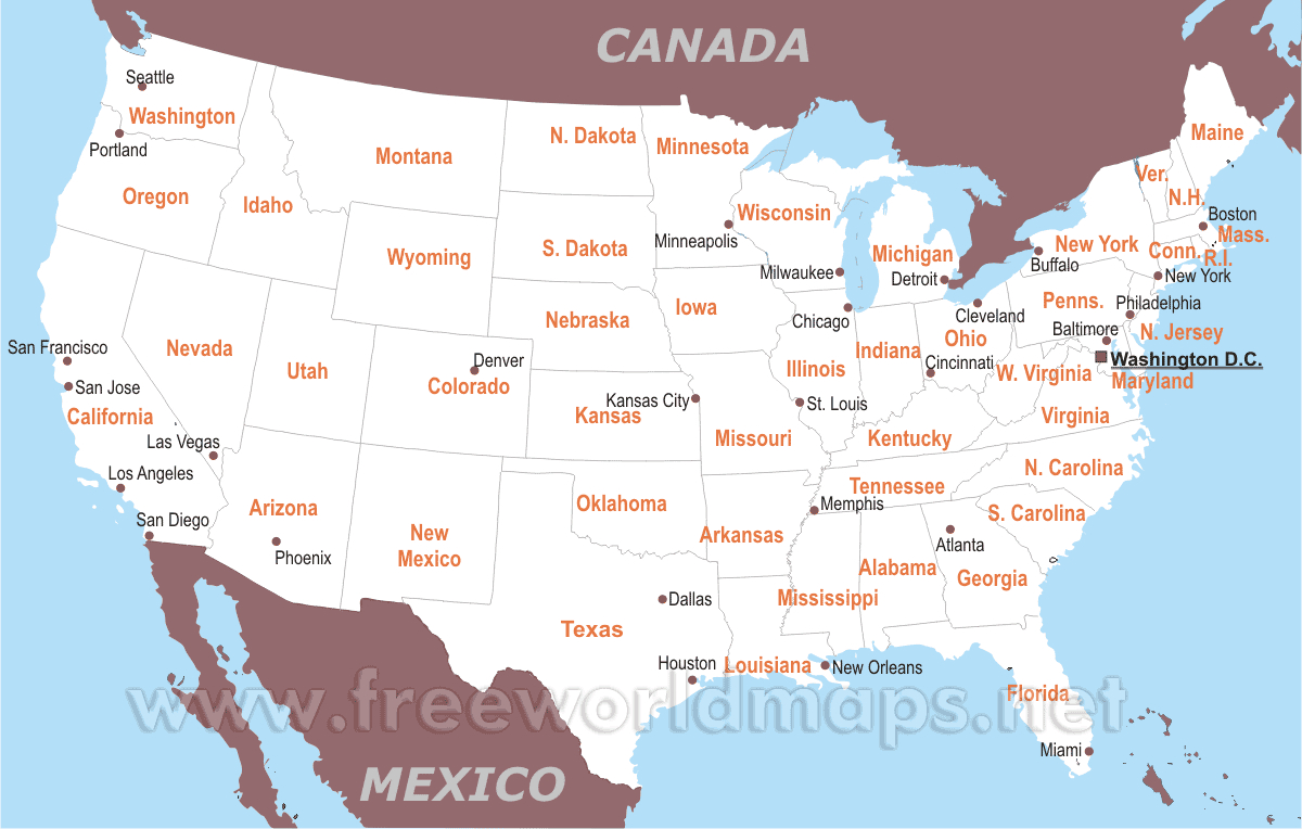 Free Printable Maps Of The United States inside Free Printable Us States Map