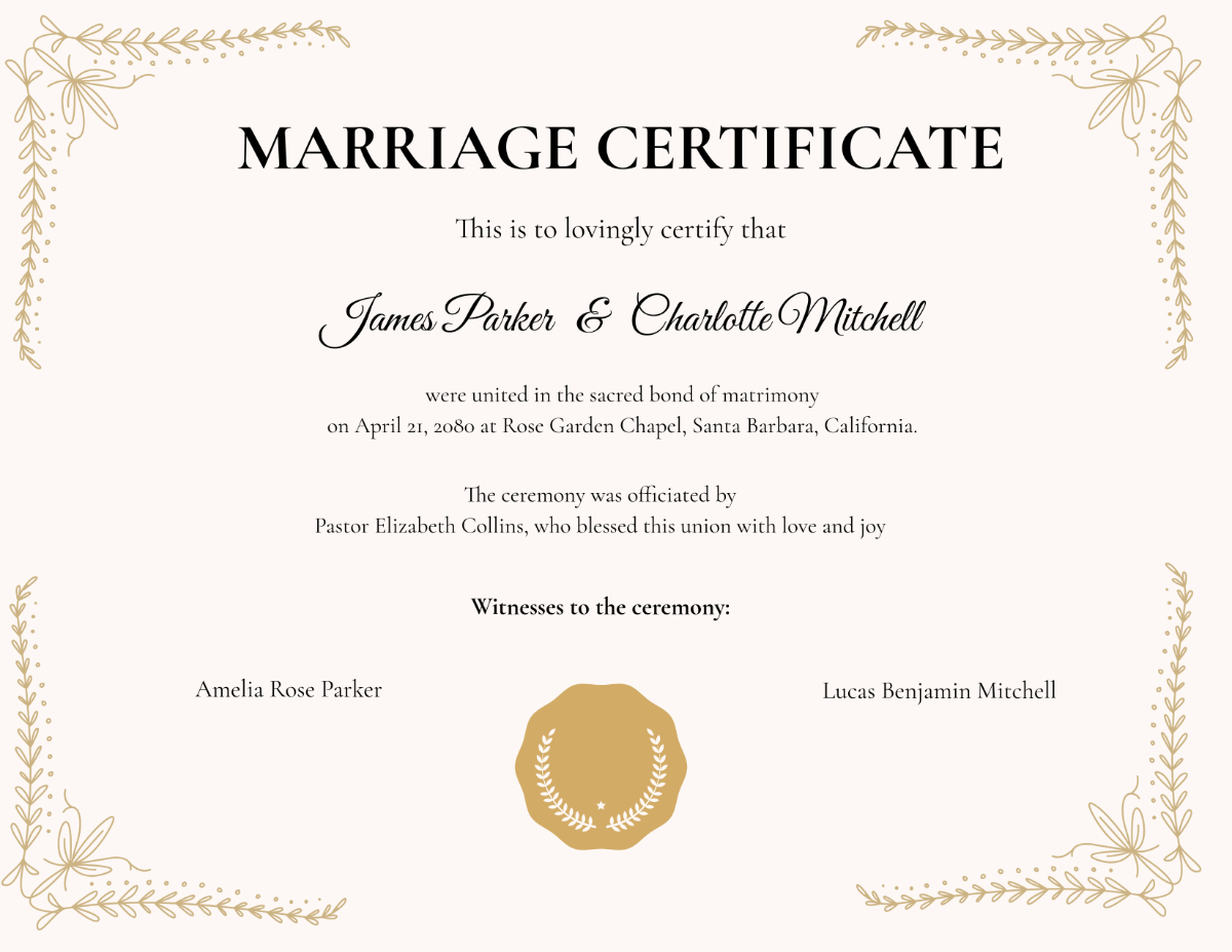 Free Printable Marriage Certificate Templates To Customize Online throughout Free Printable Marriage Certificate with Witnesses