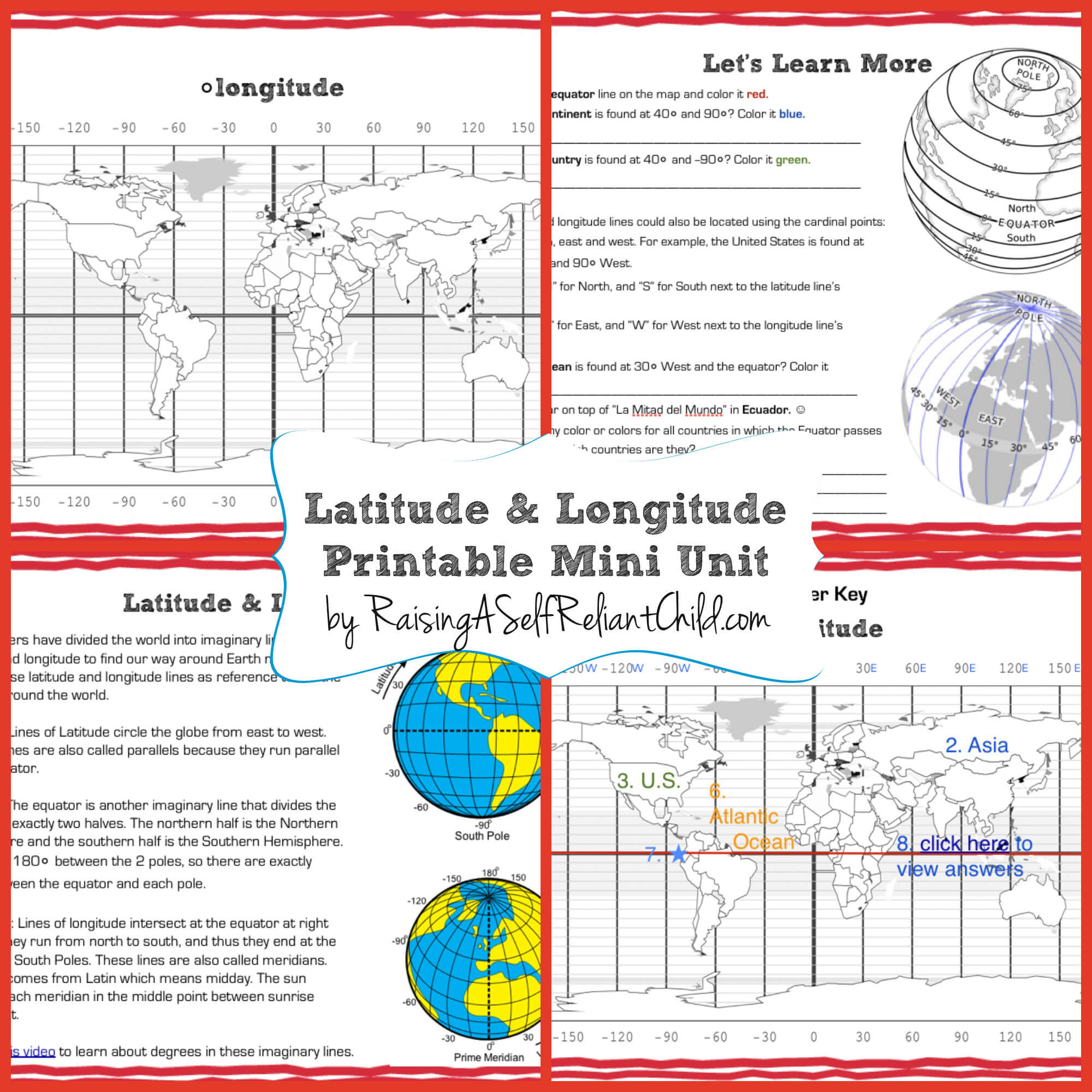 Free Printable Mini Unit Latitude And Longitude For Kids pertaining to Latitude and Longitude Worksheets Free Printable
