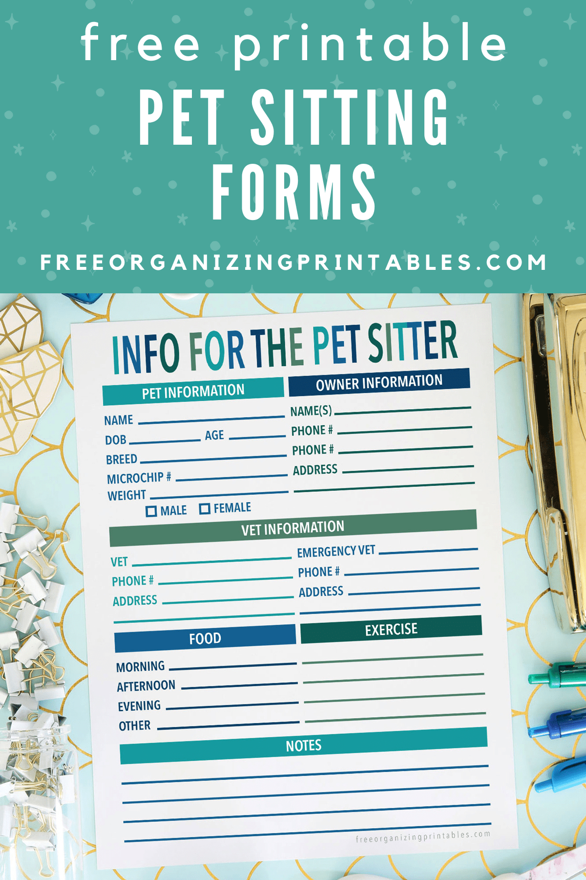 Free Printable Pet Sitting Forms | Free Organizing Printables in Free Printable Pet Sitter Forms