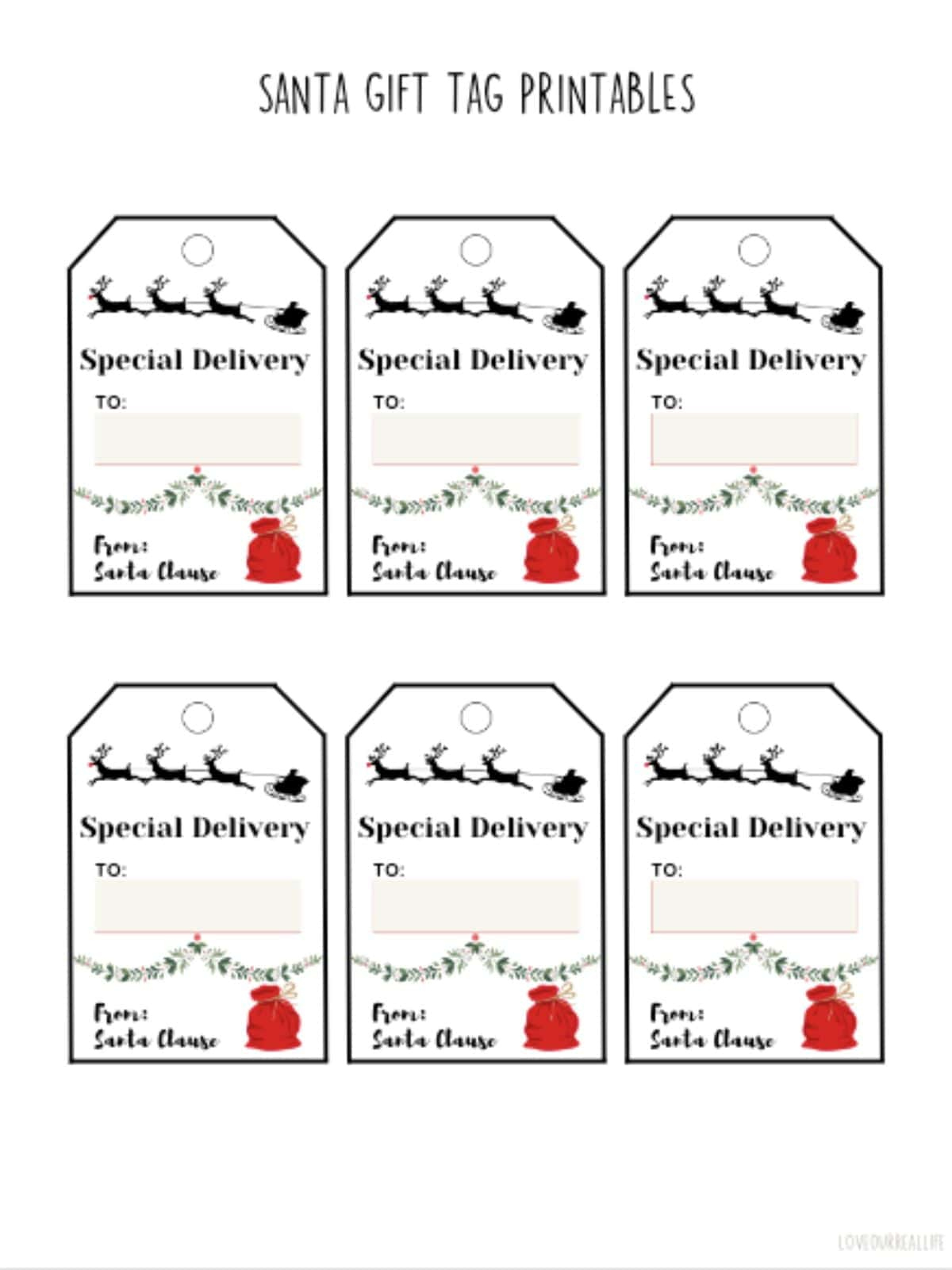 Free Printable Santa Gift Tags (Download Instantly To Print for Santa Gift Tags Free Printable