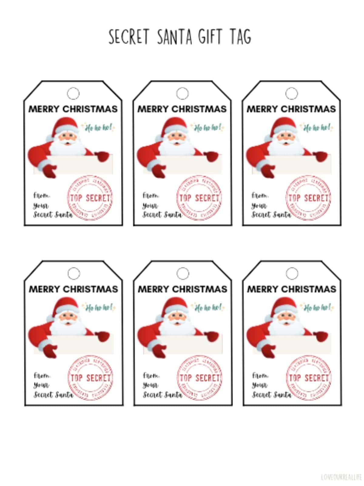 Free Printable Santa Gift Tags (Download Instantly To Print regarding Secret Santa Tags Free Printable