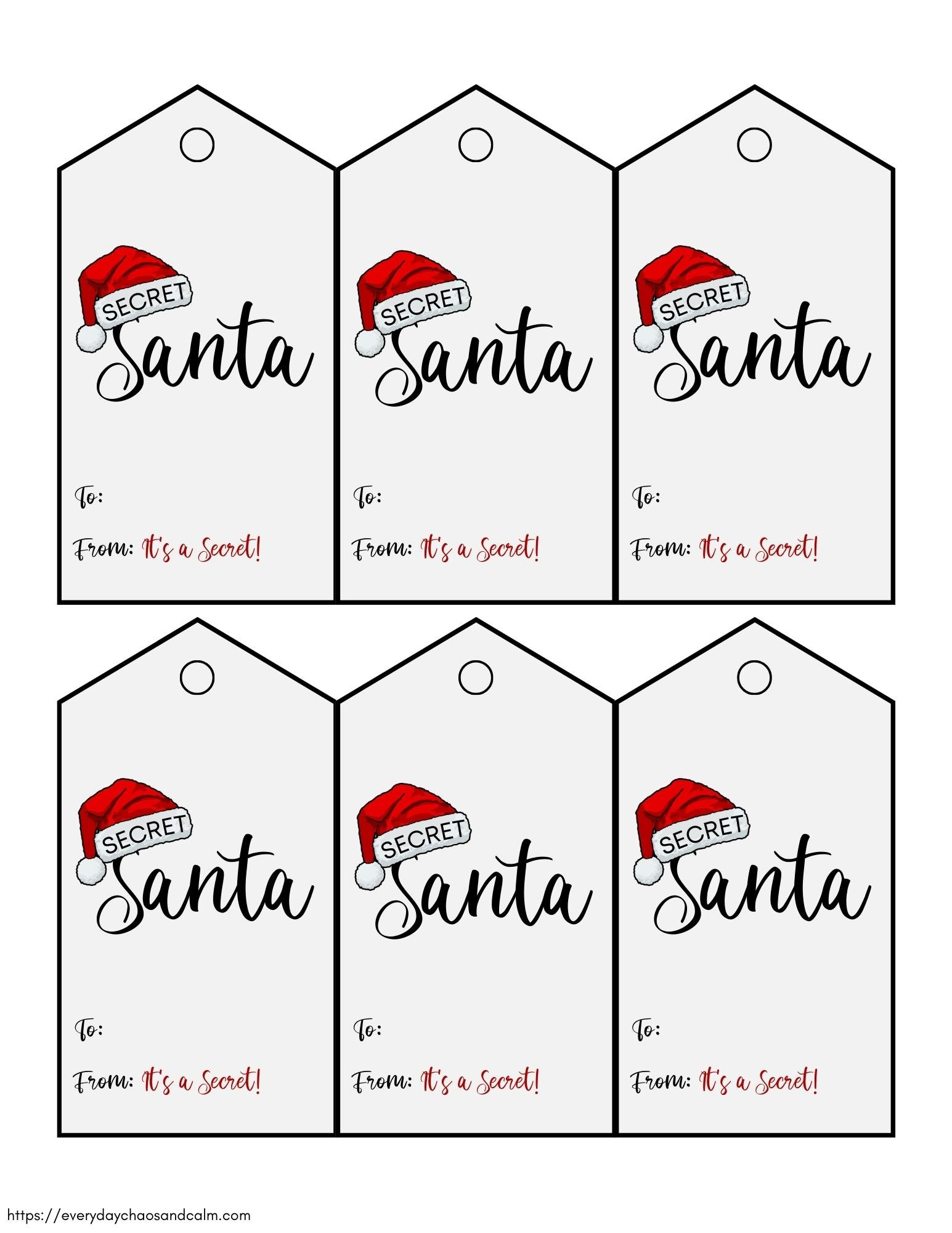 Free Printable Secret Santa Gift Tags intended for Secret Santa Tags Free Printable