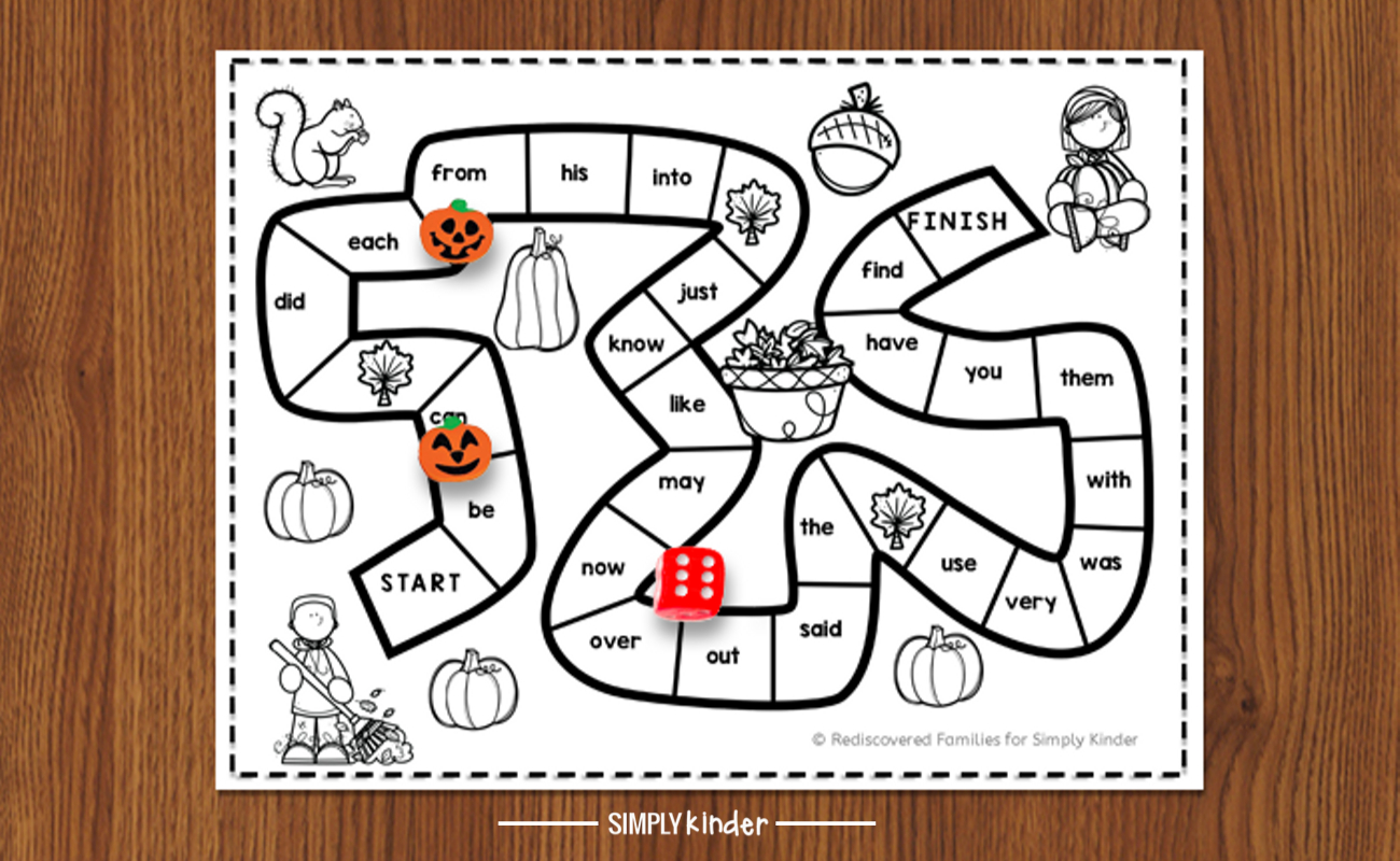 Free Printable Sight Word Game To Make For Fall - Simply Kinder regarding Free Printable Sight Word Games For Kindergarten