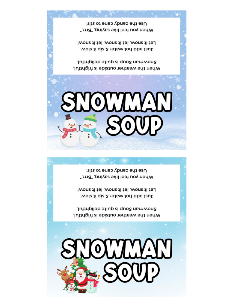 Free Printable Snowman Soup Bag Topper | Baking You Happier intended for Free Printable Snowman Soup Bag Toppers