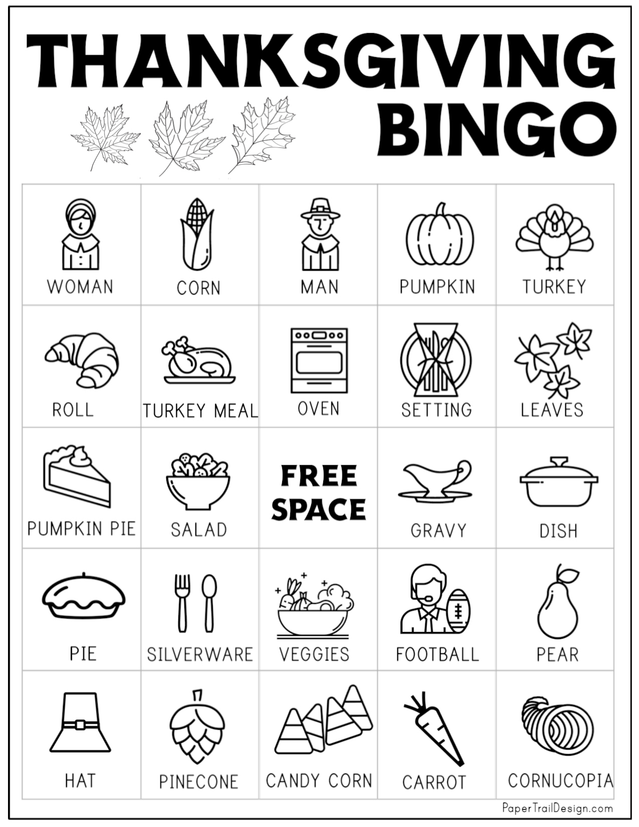 Free Printable Thanksgiving Bingo Cards - Paper Trail Design inside Free Printable Thanksgiving Bingo Cards