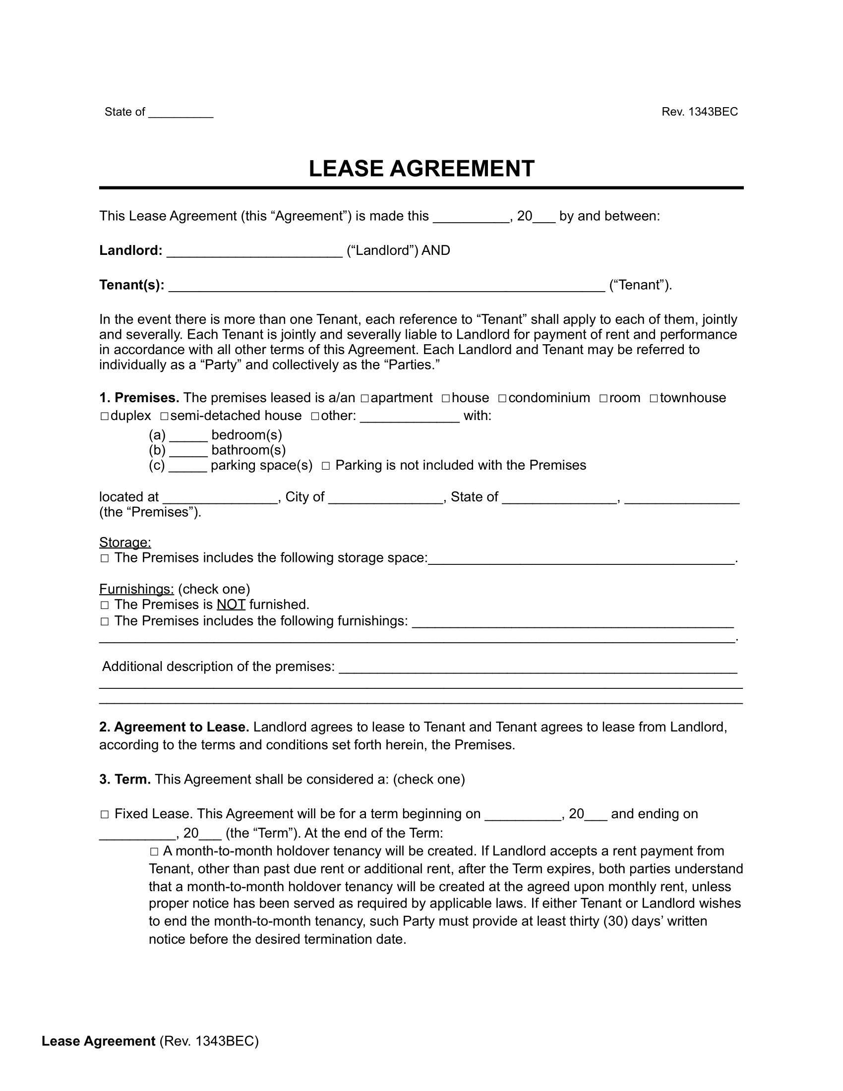 Free Rental &amp;amp; Lease Agreement Templates | Pdf &amp;amp; Word regarding Printable Rental Agreement Form