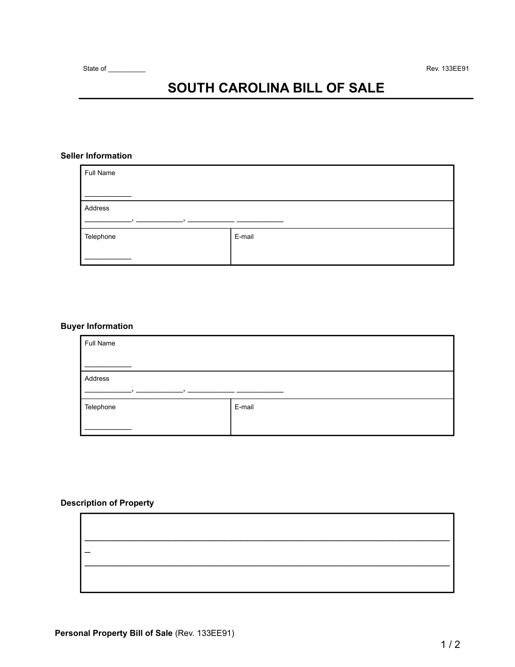 Free South Carolina Bill Of Sale Forms | Pdf &amp;amp; Word inside Printable Sc Bill Of Sale