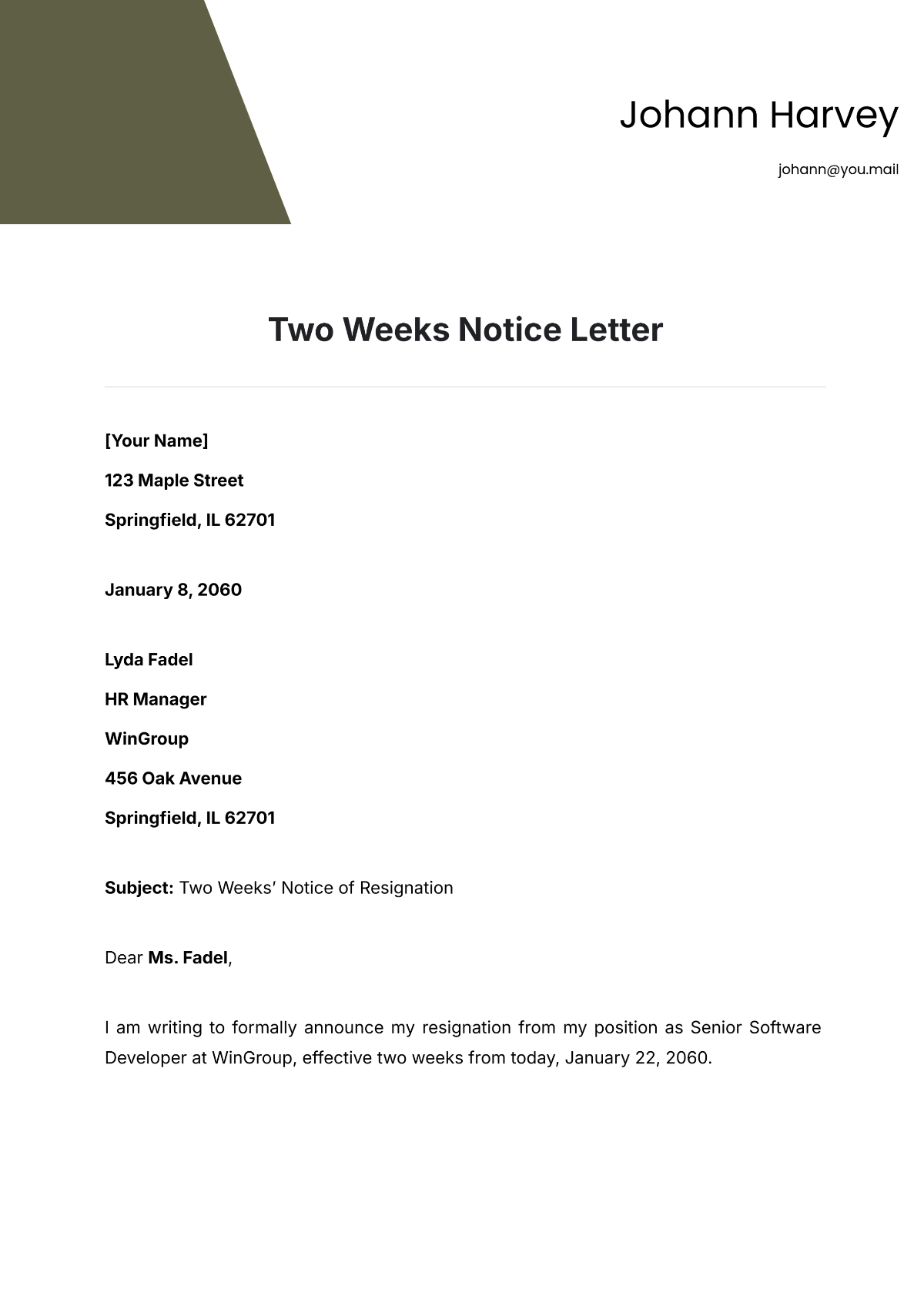 Free Two Weeks Notice Letter Templates, Editable And Printable for Free Printable Two Week Notice Letter
