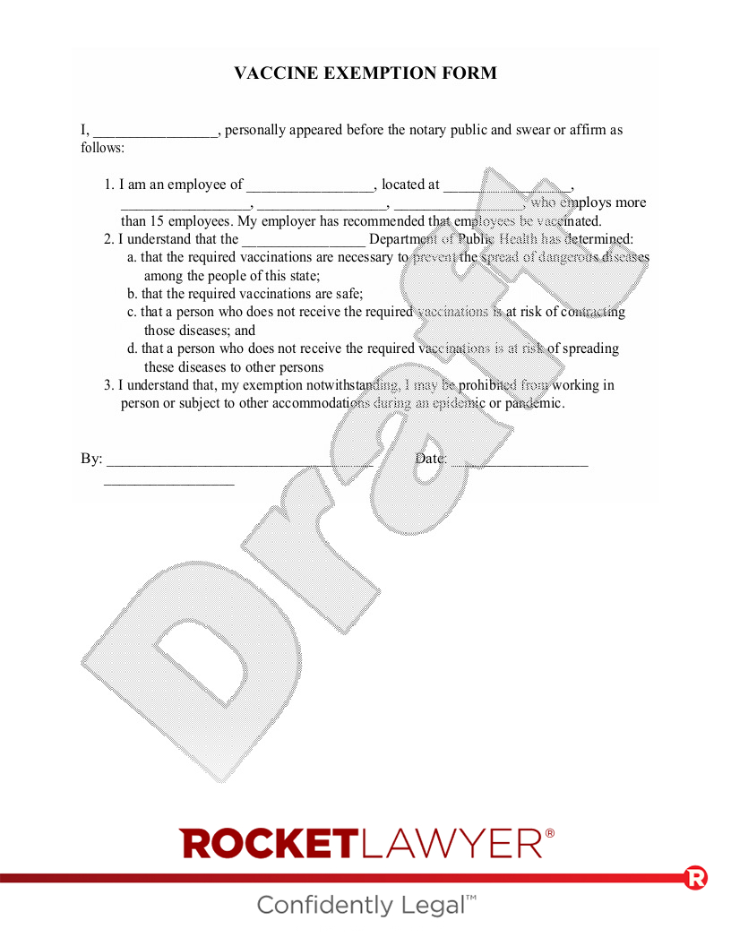 Free Vaccine Exemption Form Template &amp;amp; Faqs - Rocket Lawyer with Printable Religious Vaccine Exemption Form