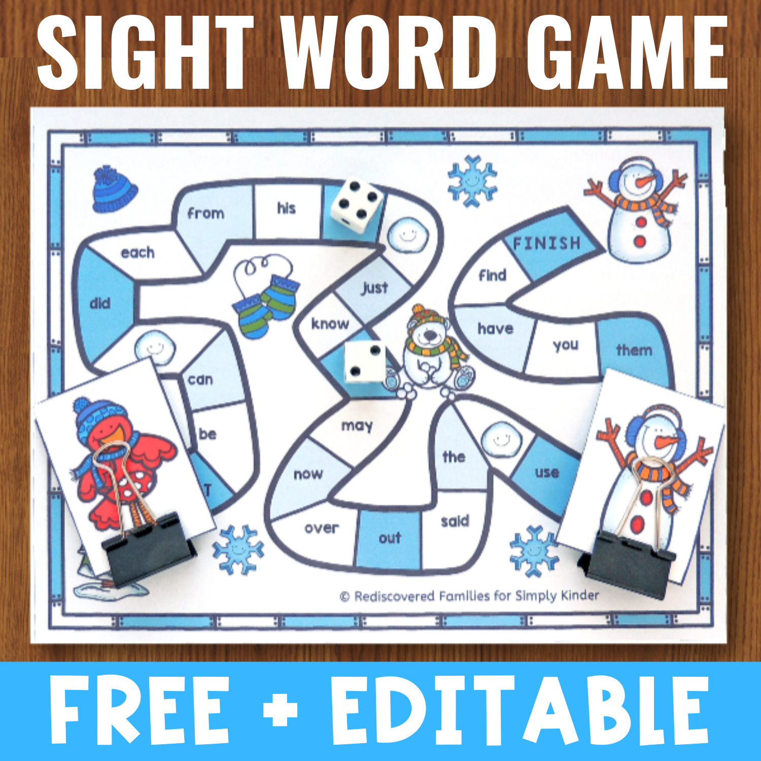 Free Winter Sight Word Game To Make Learning Fun - Simply Kinder intended for Free Printable Sight Word Games For Kindergarten