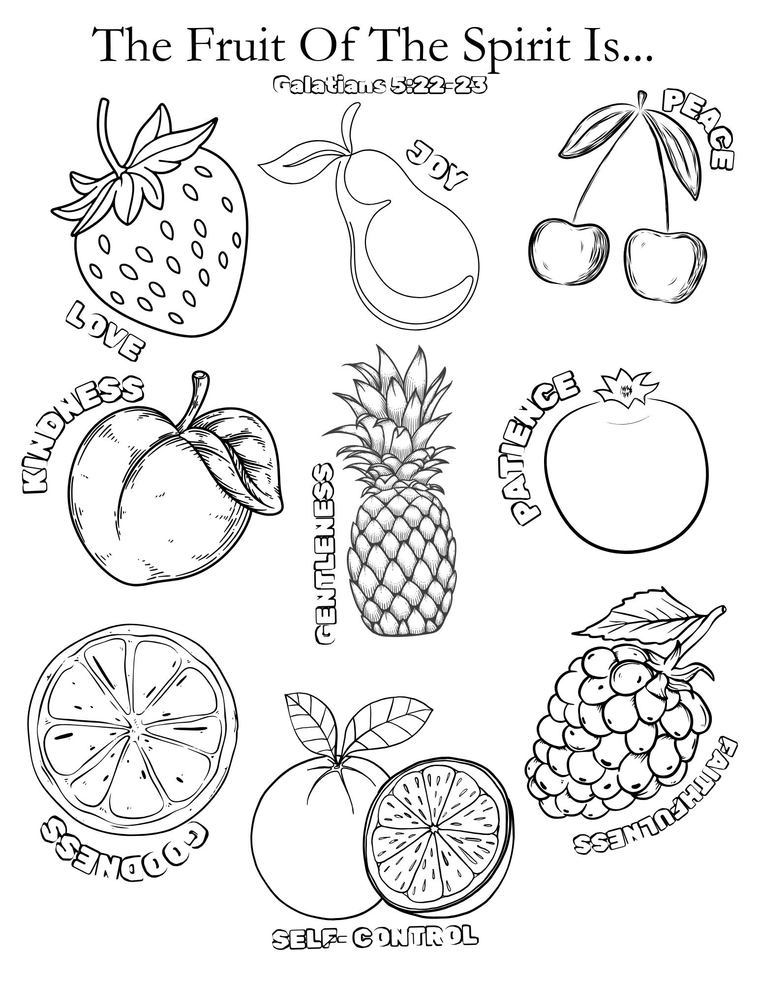 Fruit Of The Spirit Free Printable Coloring Pages - Rejoice About throughout Fruit Of The Spirit Printables