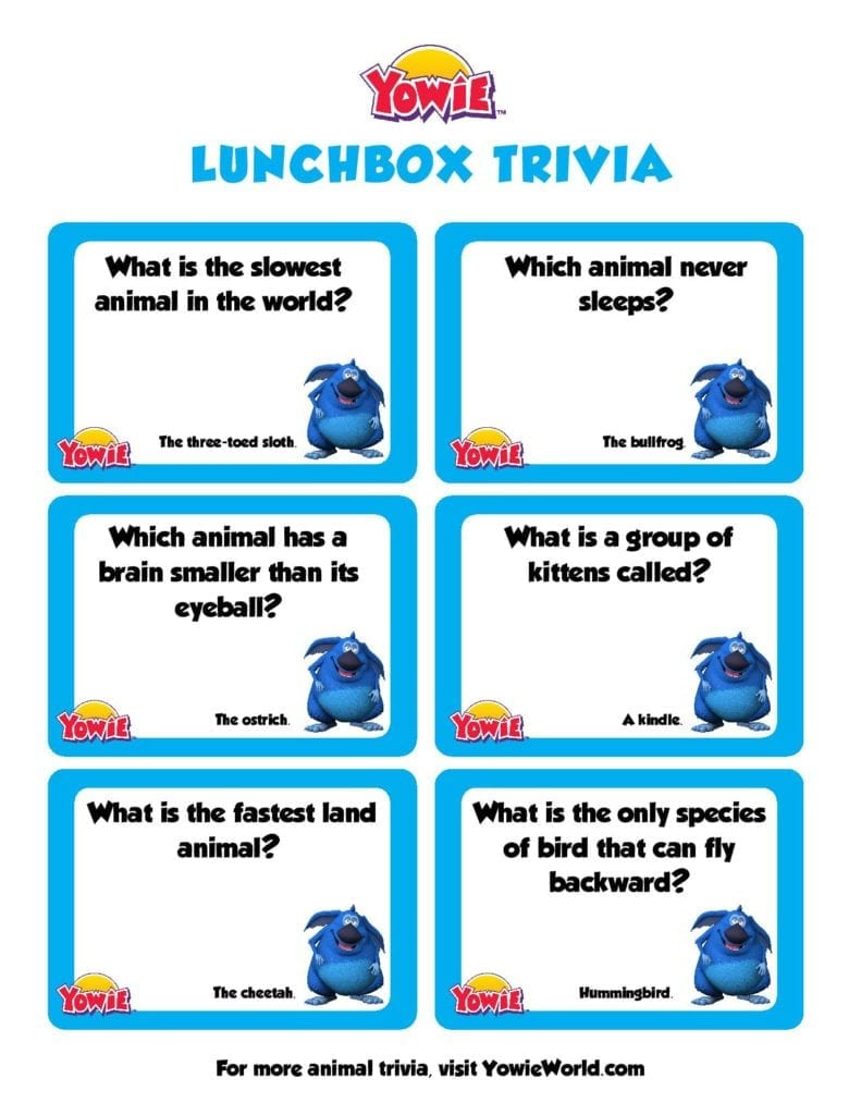 Fun Animal Trivia Questions For Kids - Yowie World intended for Kindergarten Trivia Questions And Answers Printable