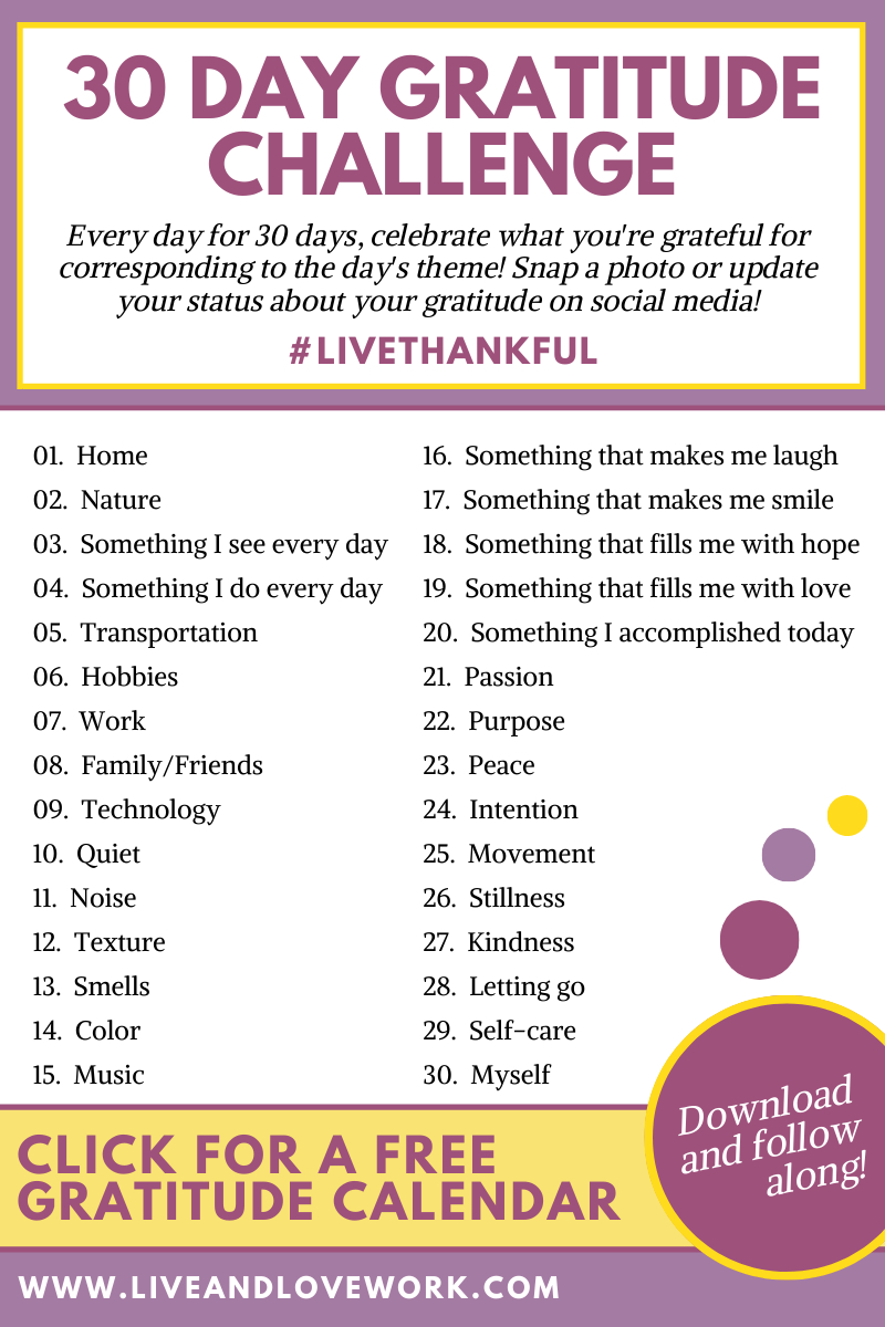 Printable 30 Day Gratitude Challenge | Edu Printables