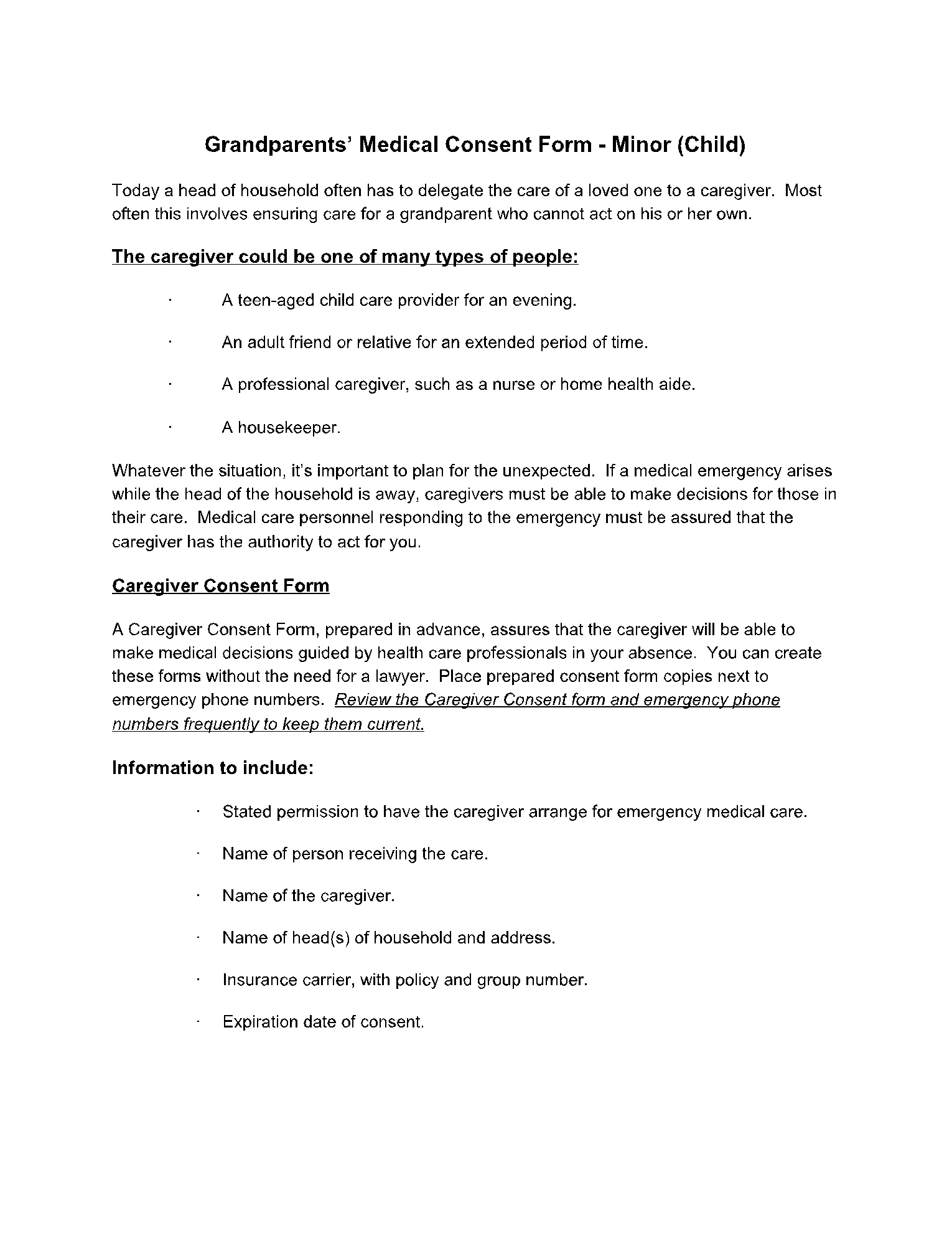Grandparents&amp;#039; Medical Consent Form Template | Cocosign with Printable Medical Consent Form For Grandparents