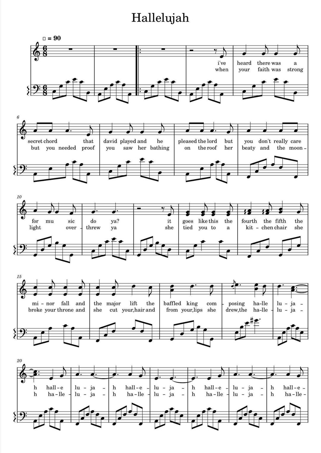 Hallelujah (Piano Sheet Music) Pdf - Etsy in Free Printable Christmas Hallelujah Sheet Music