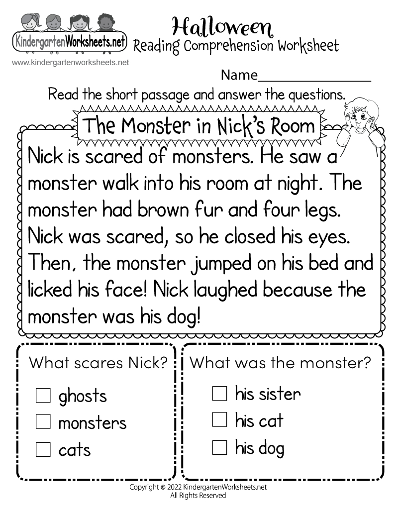 Halloween Reading Comprehension Worksheet - Free Printable throughout Reading Comprehension Worksheets Free Printable
