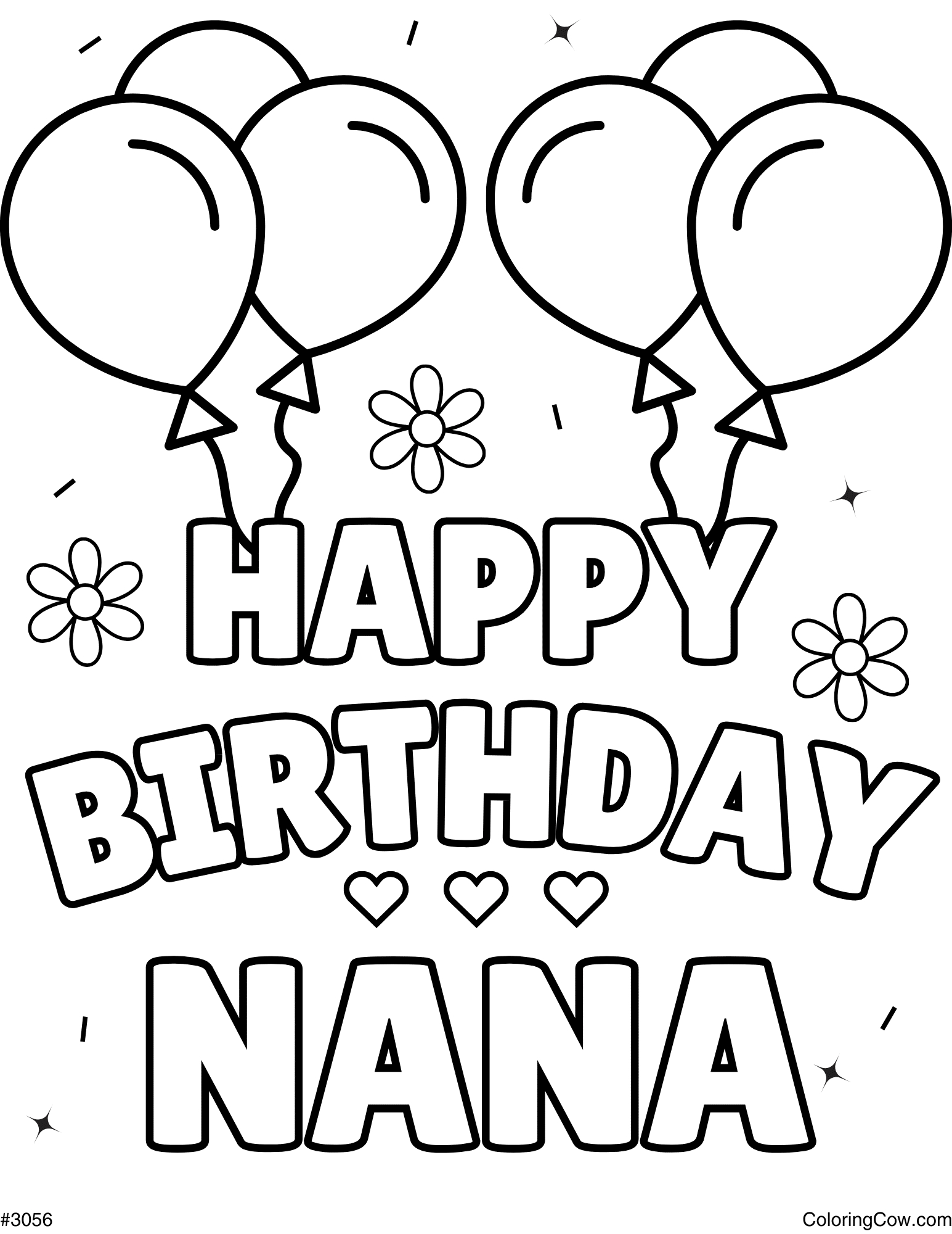 Happy Birthday Nana Coloring Page within Happy Birthday Nana Printable Cards