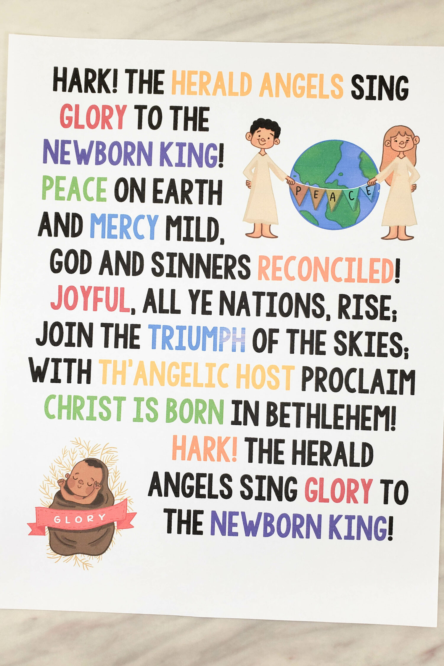 Hark! The Herald Angels Sing Flip Chart &amp;amp; Lyrics - Primary Singing regarding Hark the Herald Lyrics Printable