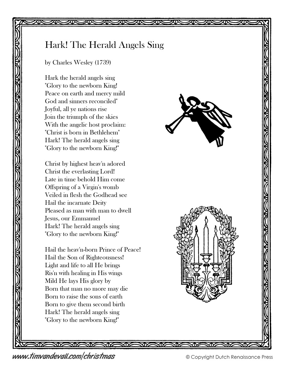 Hark The Herald Angels Sing Lyrics - Tim&amp;#039;S Printables for Hark The Herald Lyrics Printable