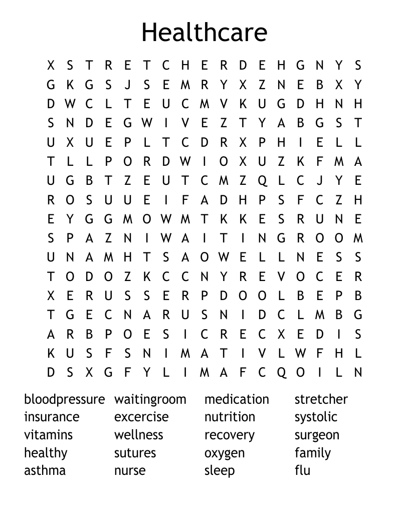 Healthcare Word Search - Wordmint within Medical Word Search Puzzles Printable