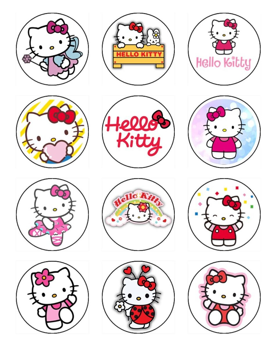 Hello Kitty Edible Icing Cupcake Toppers Birthday Cake Kitty throughout Hello Kitty Cake Topper Printable