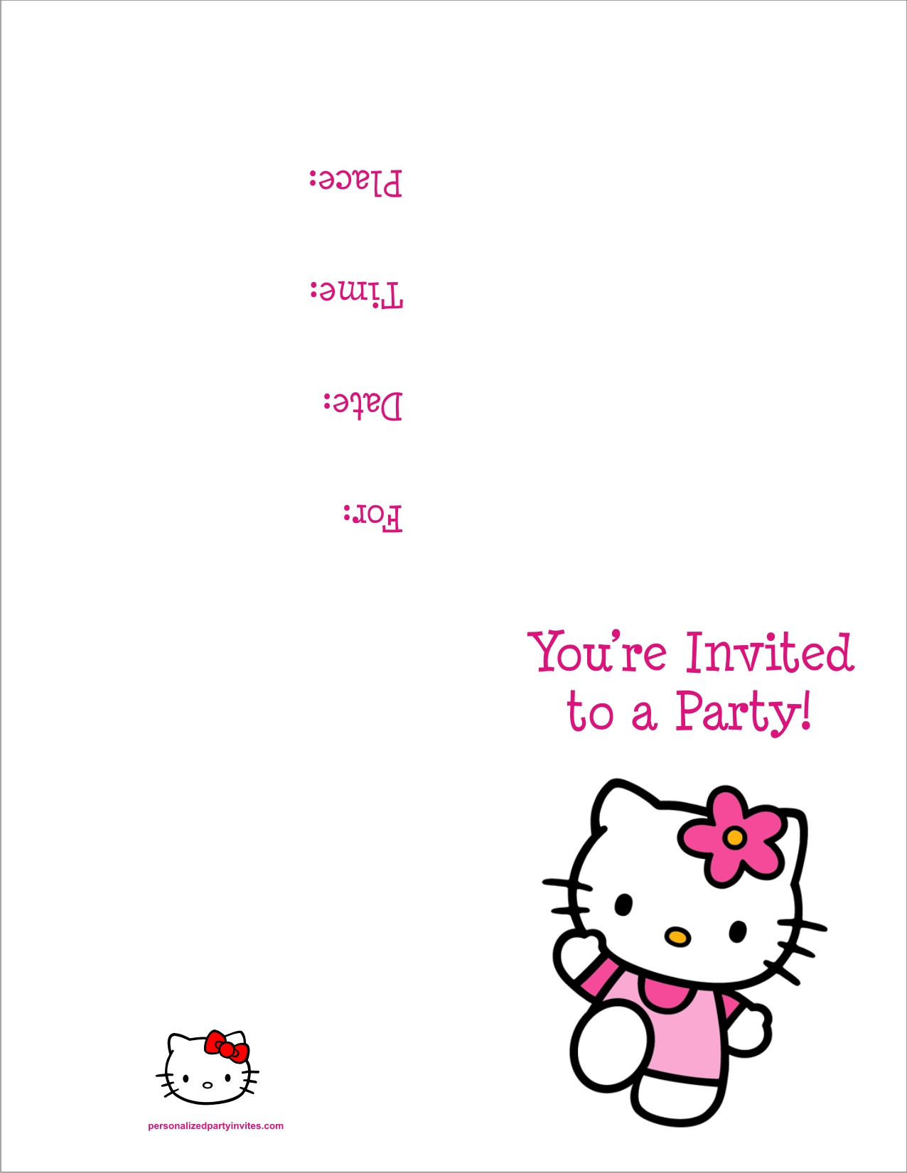 Hello Kitty Free Printable Birthday Party Invitation Personalized within Hello Kitty Invitations Printable Free