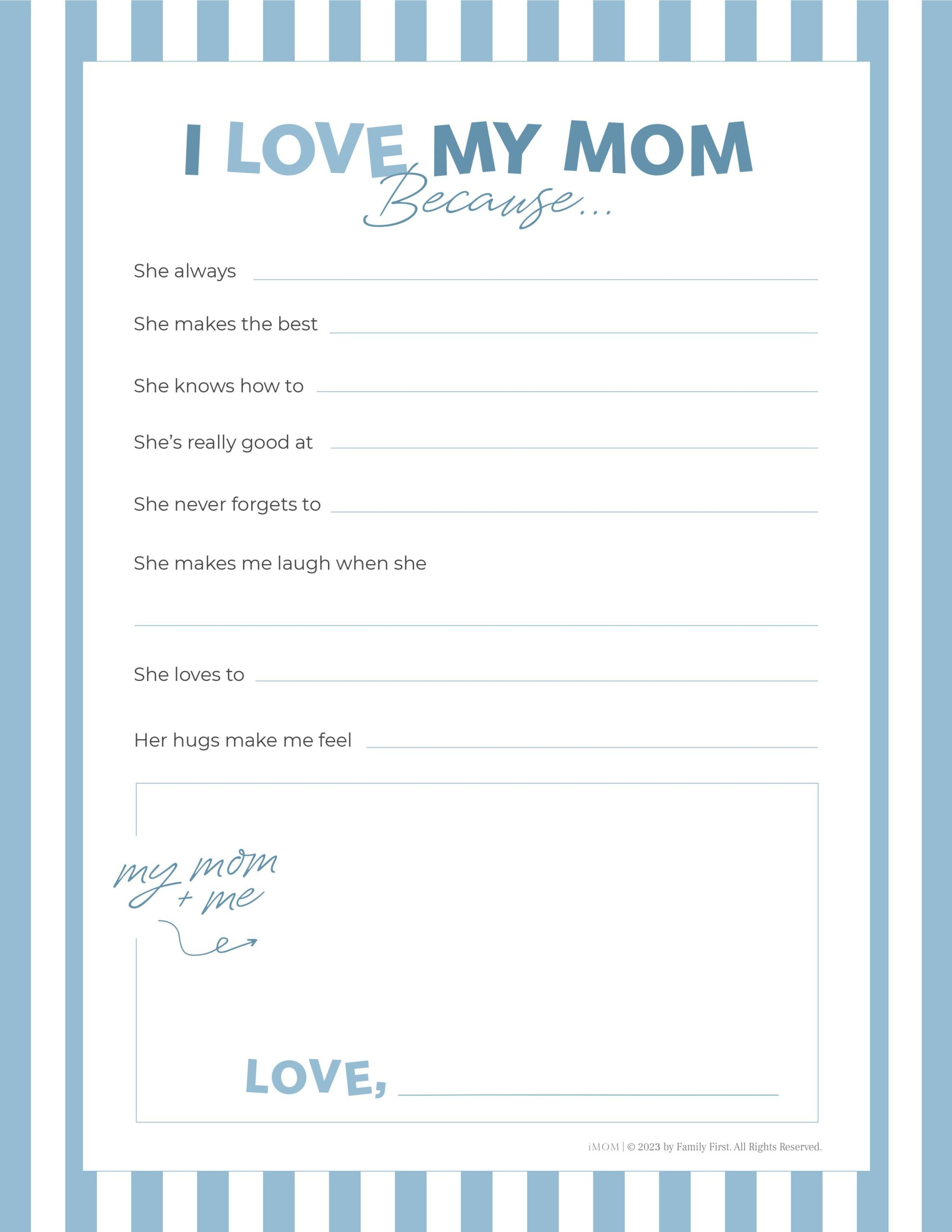 I Love My Mom Because&amp;quot; Free Printable For Kids - Imom regarding About My Mom Printable Free