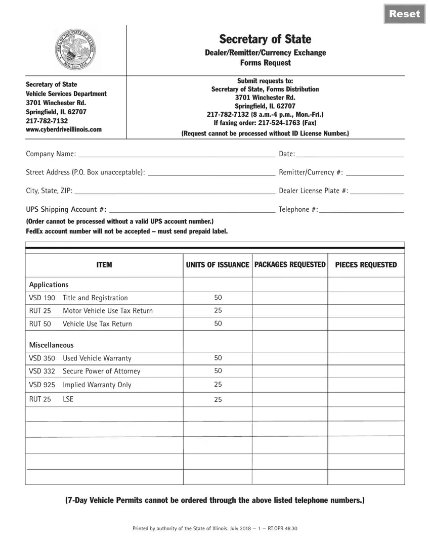 Illinois Vsd 190 Form ≡ Fill Out Printable Pdf Forms Online inside Illinois Vsd 190 Printable Form