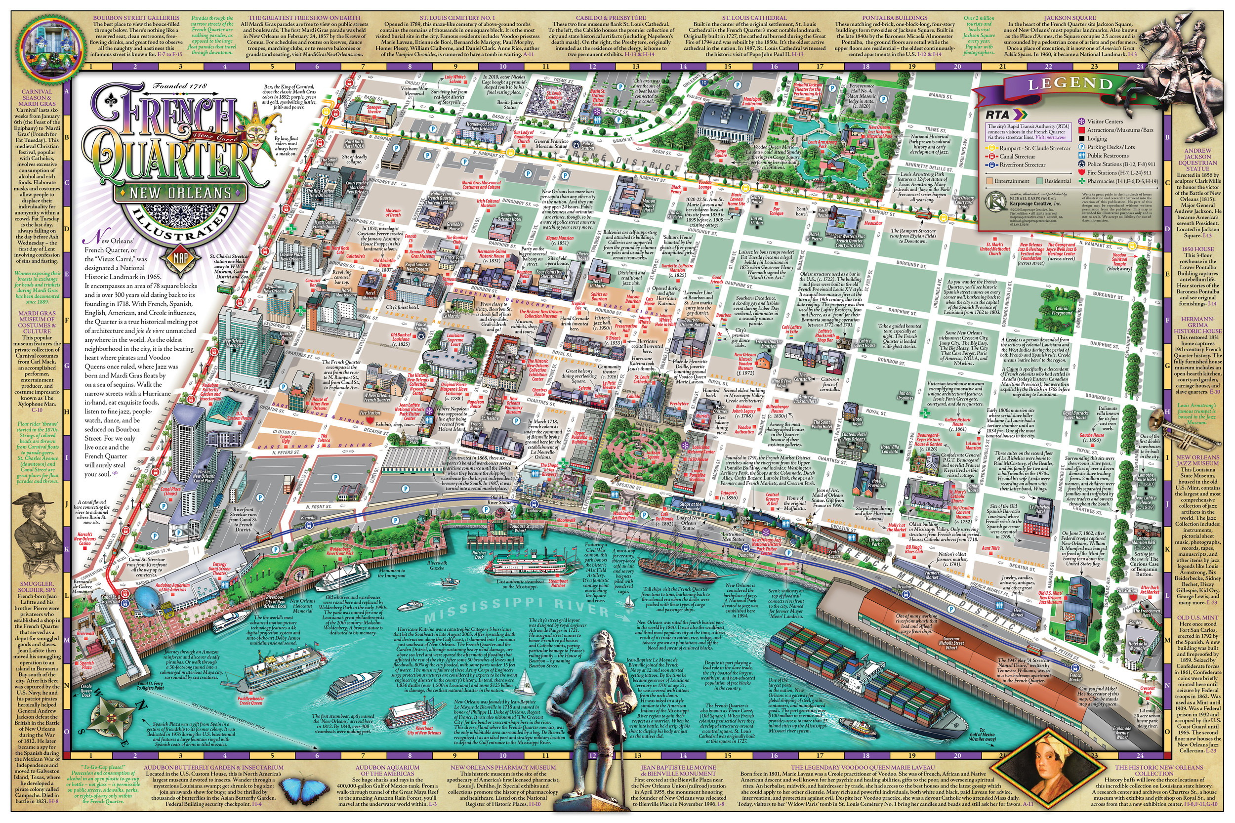 Illustrated French Quarter Map | Nola | Karpovage Creative with regard to New Orleans French Quarter Map Printable