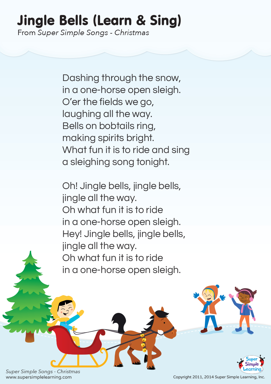 Jingle Bells (Learn &amp;amp; Sing) Lyrics Poster - Super Simple regarding Free Printable Lyrics To Songs