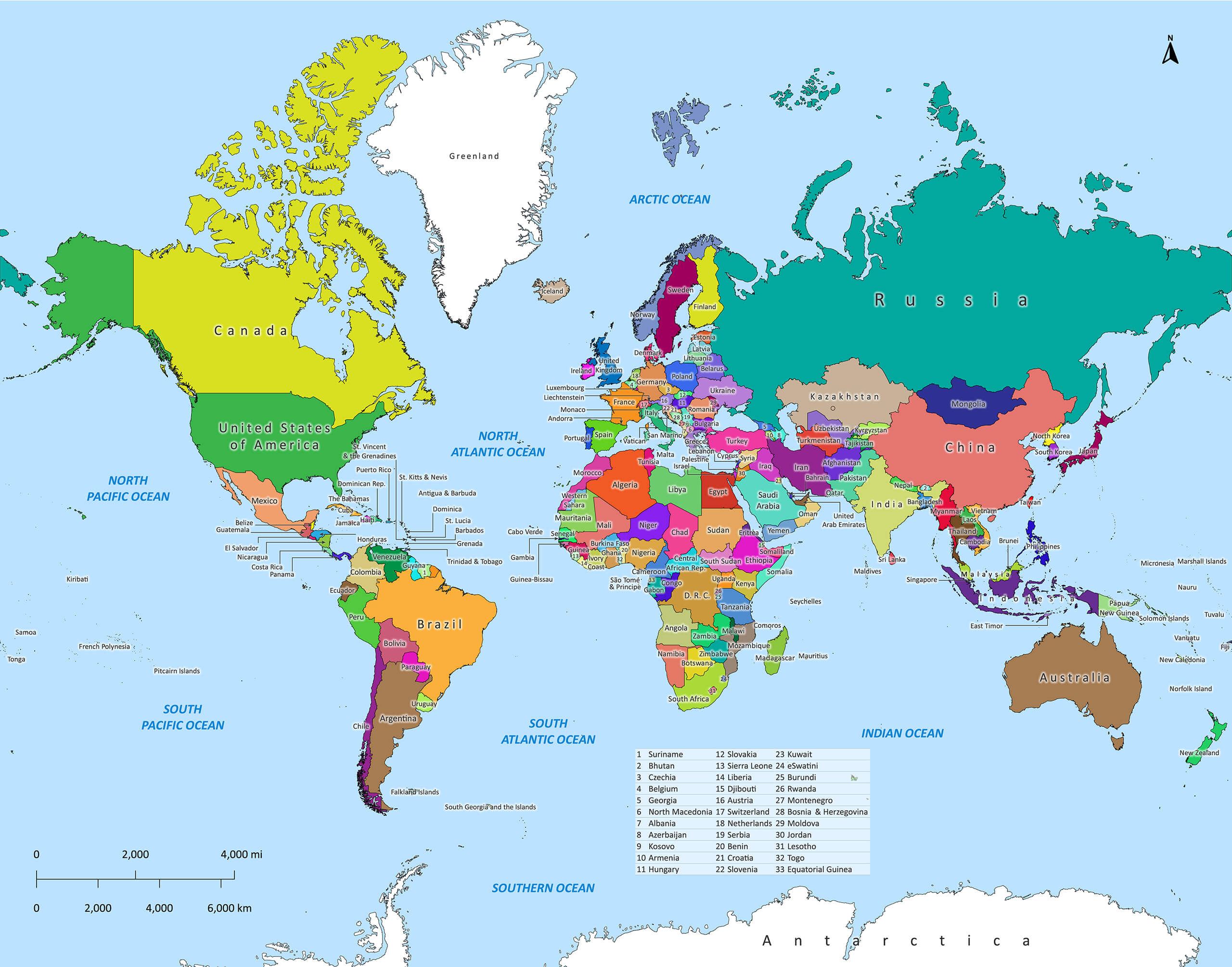 Labeled World Map | Labeled Maps with Free Printable World Map with Countries
