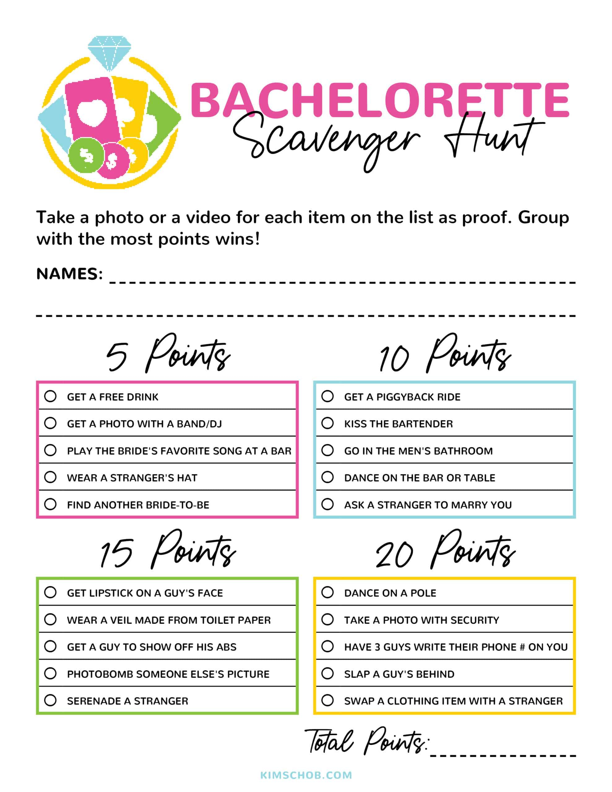 Las Vegas Themed Bachelorette Party Games - Kim Schob with Free Printable Games For Bachelorette Parties