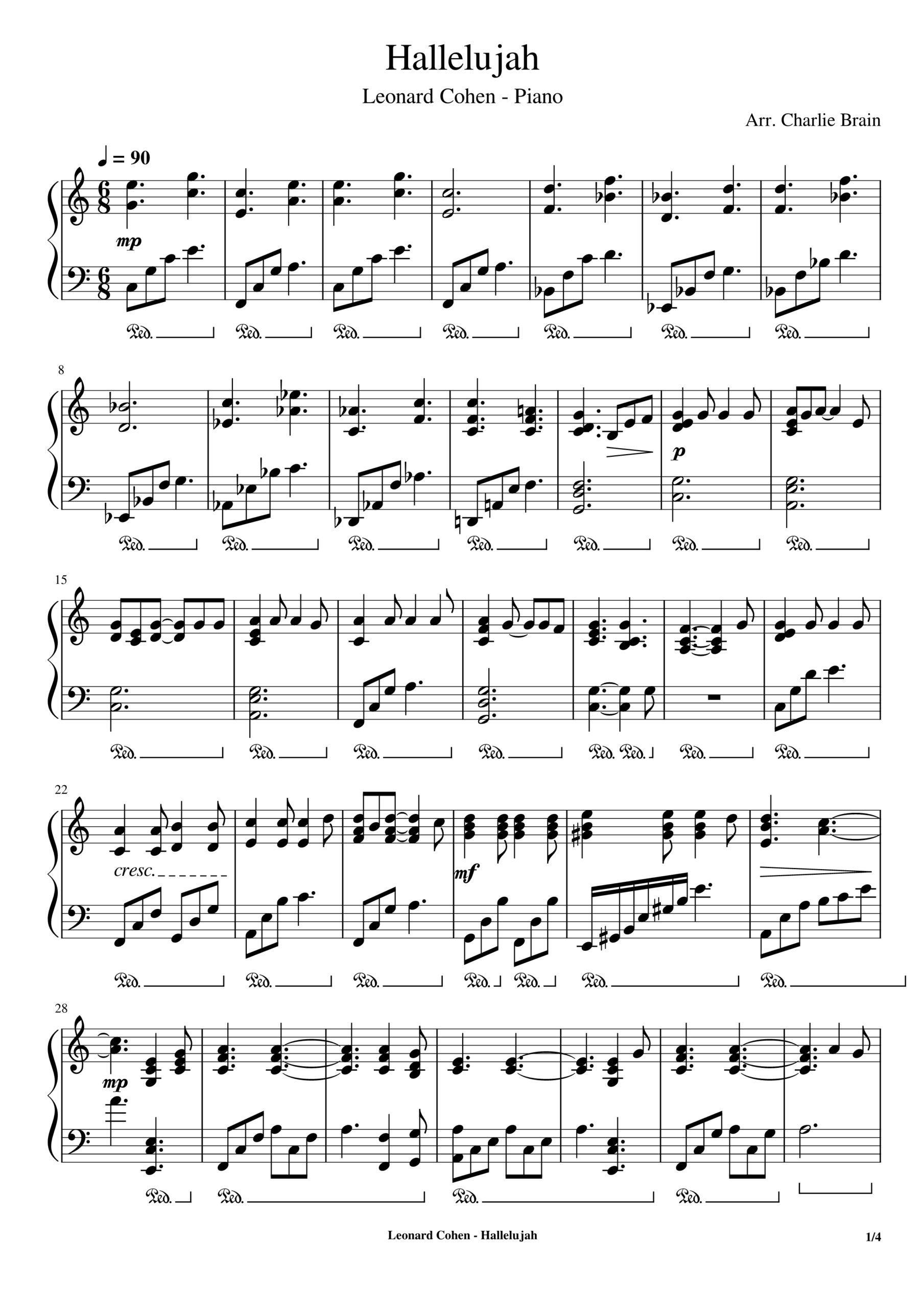Leonard Cohen, Christmas Hallelujah Piano within Free Printable Christmas Hallelujah Sheet Music
