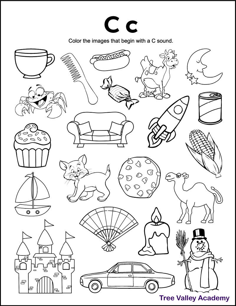 Letter C Sound Worksheets - Tree Valley Academy with Letter C Free Printable Worksheets