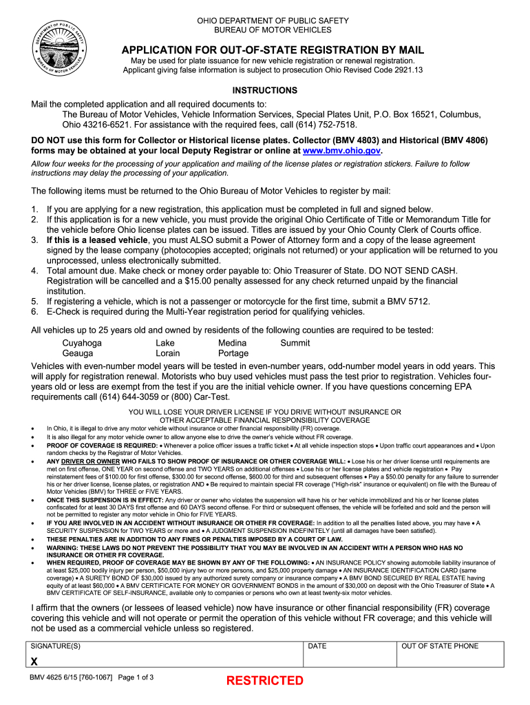Letter From Ohio Department Of Public Safety Bureau Of Motor with Printable Form Bmv 4826 Ohio