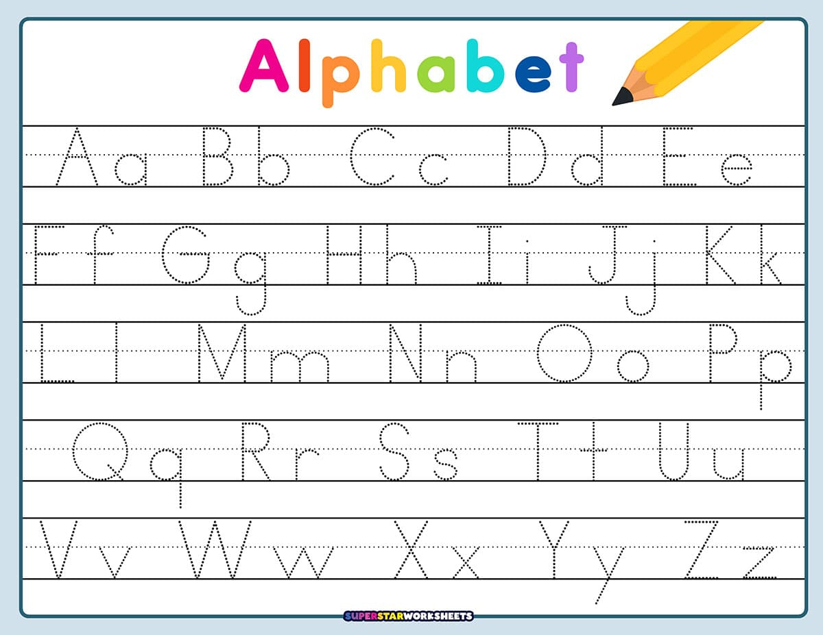 Letter Tracing Worksheets - Superstar Worksheets in Printable Letters Of The Alphabet For Tracing