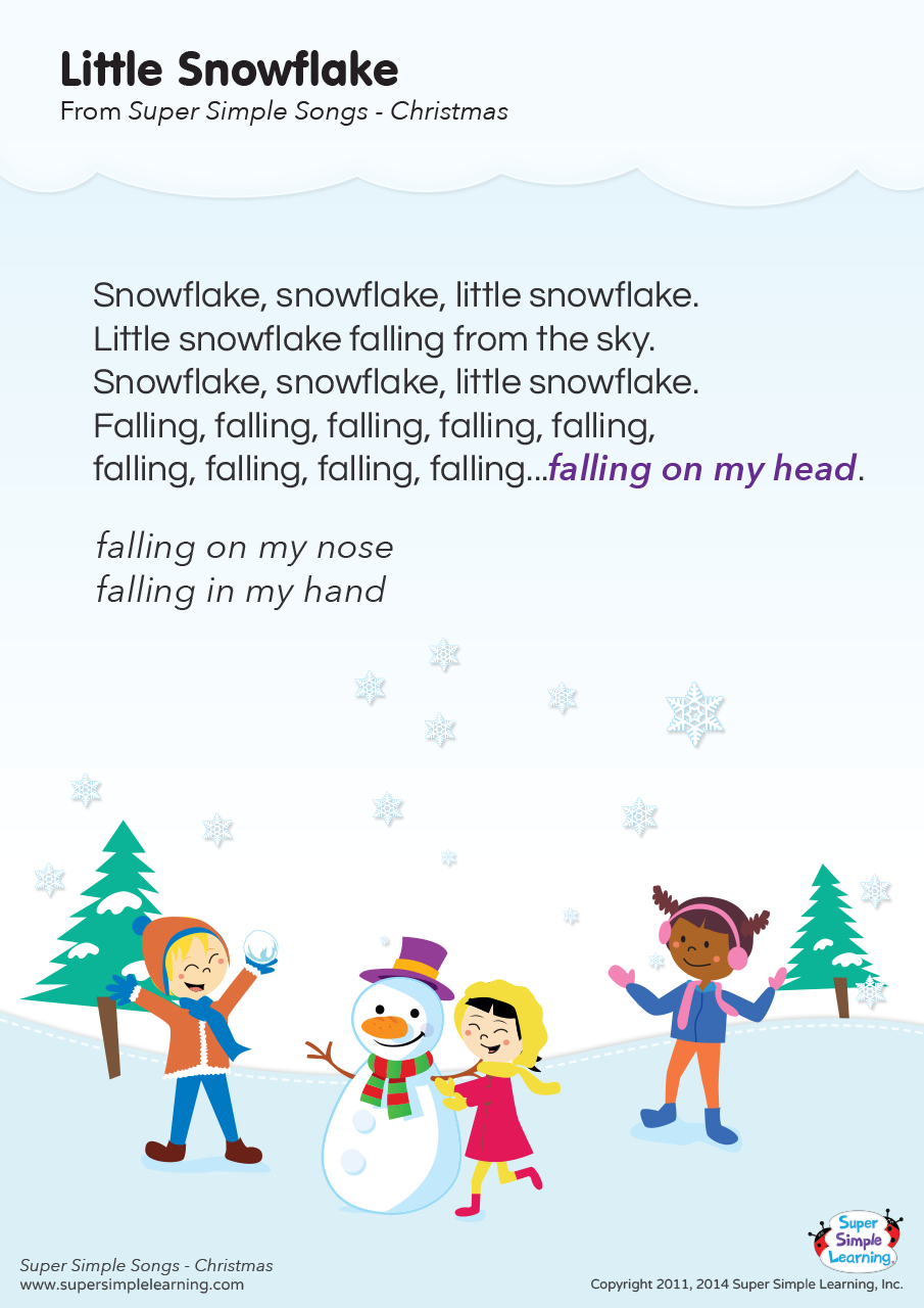 Little Snowflake Lyrics Poster - Super Simple regarding Free Printable Lyrics To Songs