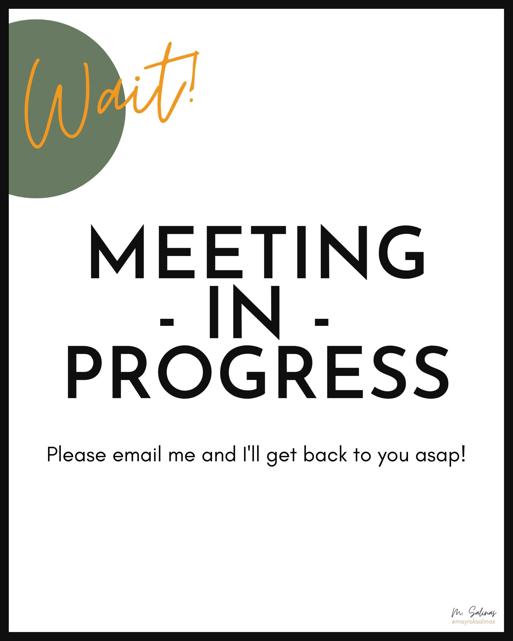 Meeting In Progress Printable - Etsy in In A Meeting Sign Printable