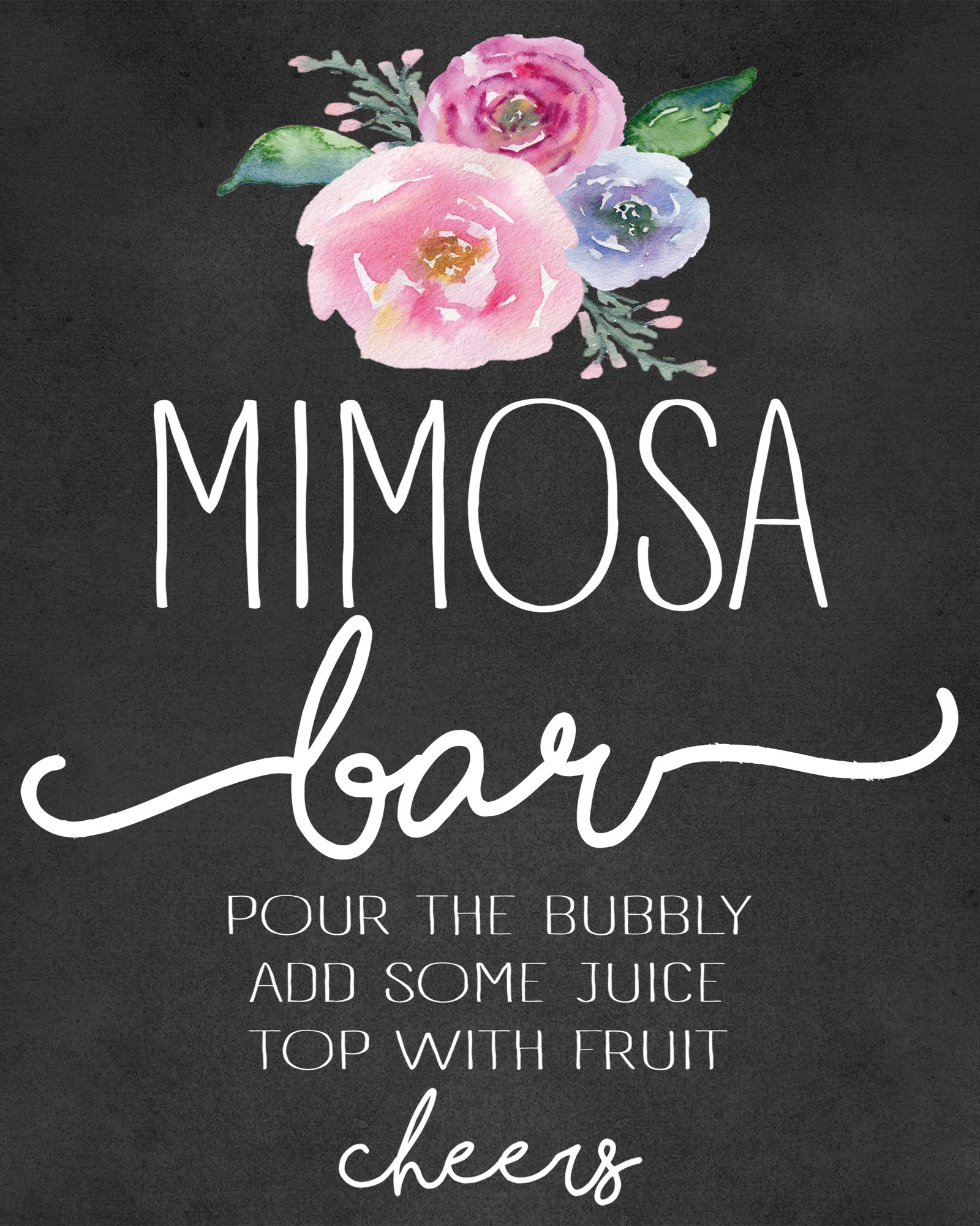 Mimosa Bar And Shower Printables inside Mimosa Bar Free Printable Sign