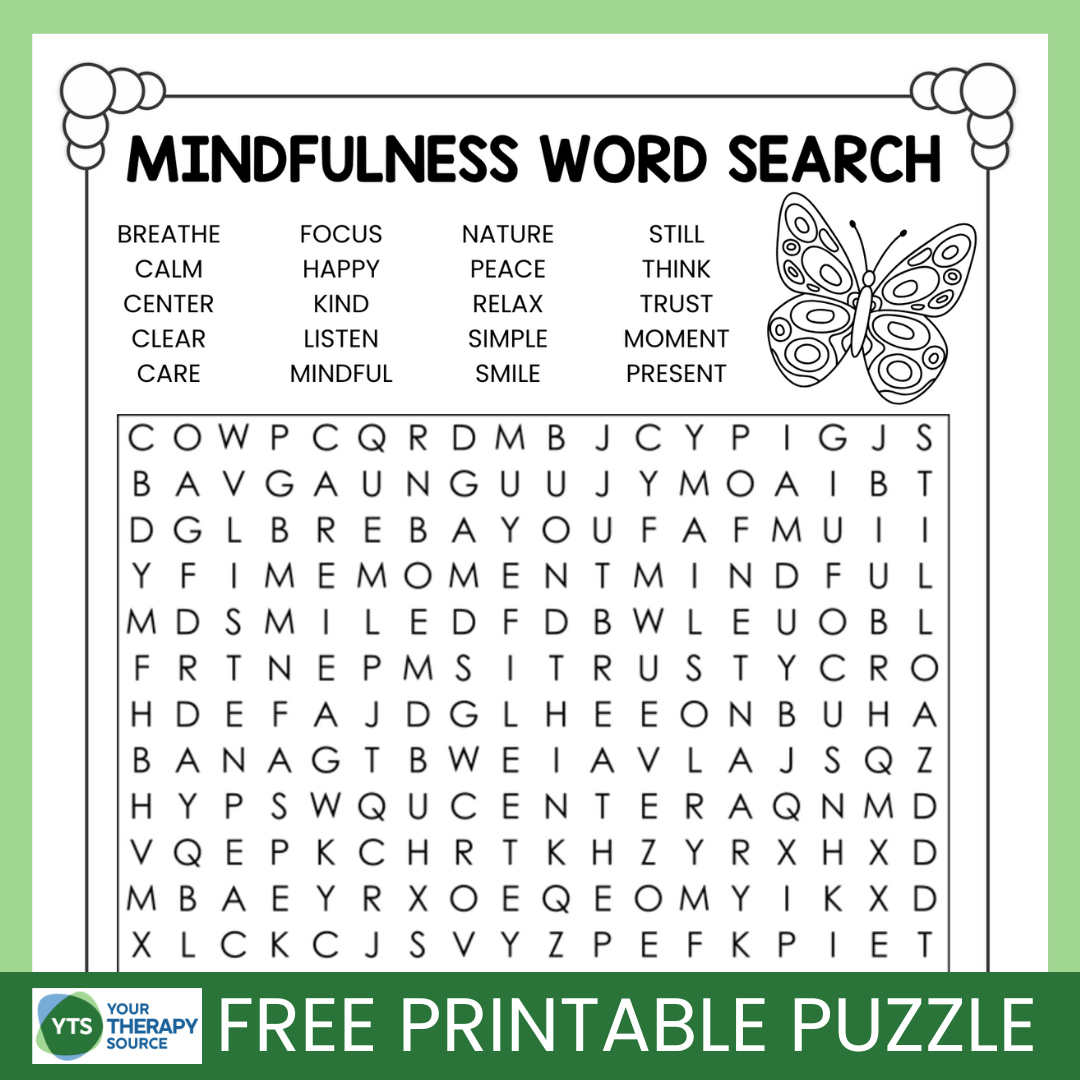 Mindfulness Word Search Puzzle Free Printable - Your Therapy Source with regard to Free Printable Word Find Puzzles