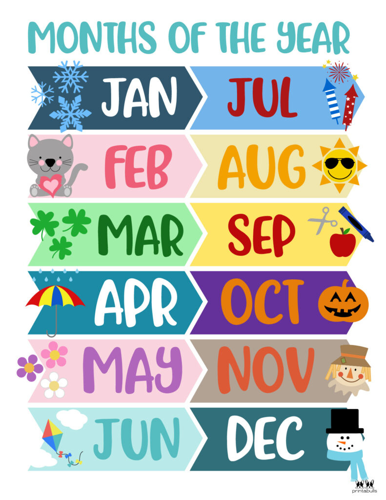 Months Of The Year Worksheets &amp;amp; Printables | Printabulls pertaining to Months Of The Year Chart Free Printable