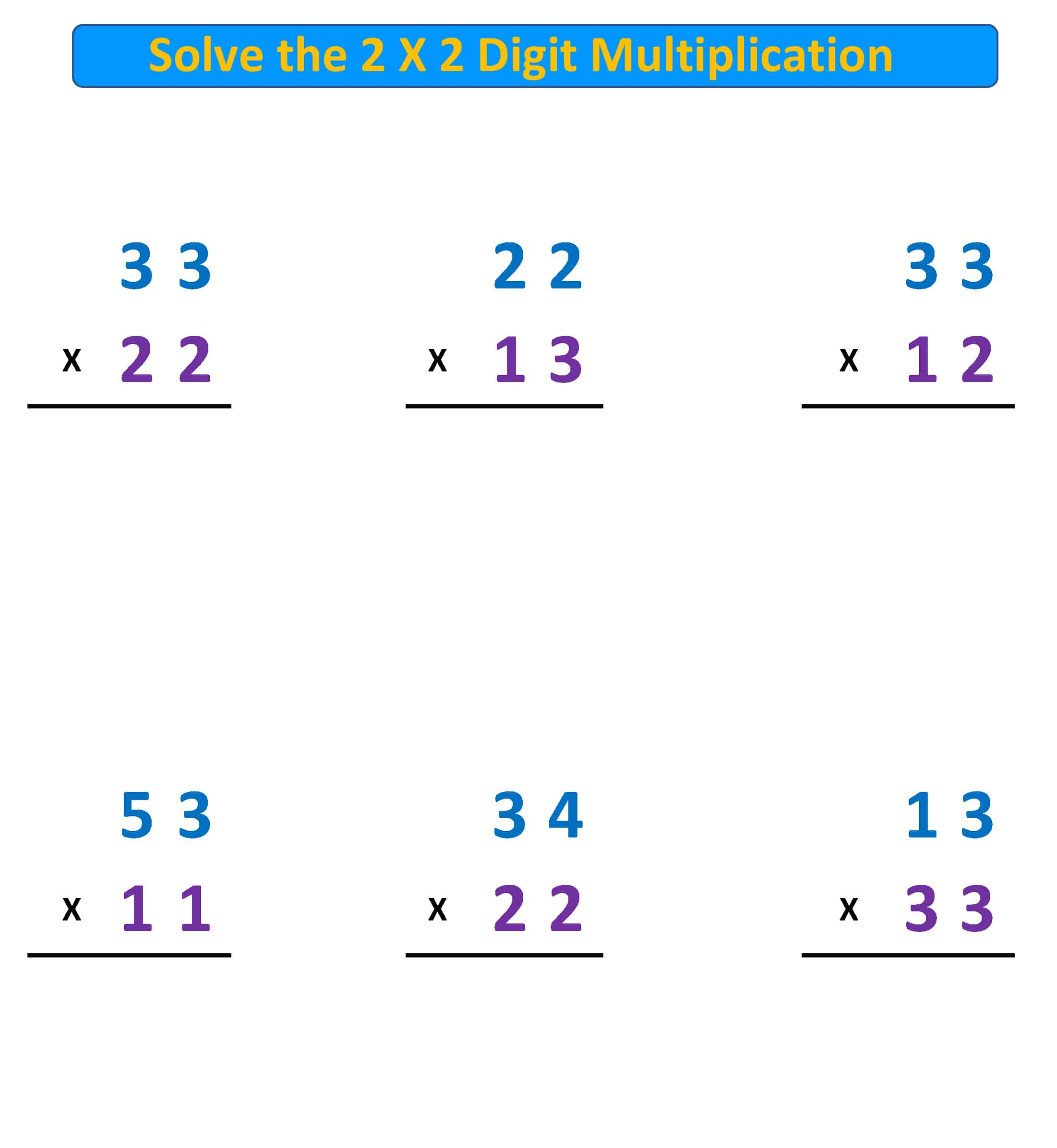 Multiplication Problems 2 X 2 Digit No Regrouping – Mr. R.&amp;#039;S World in 2 Digit By 2 Digit Multiplication Worksheets Printable