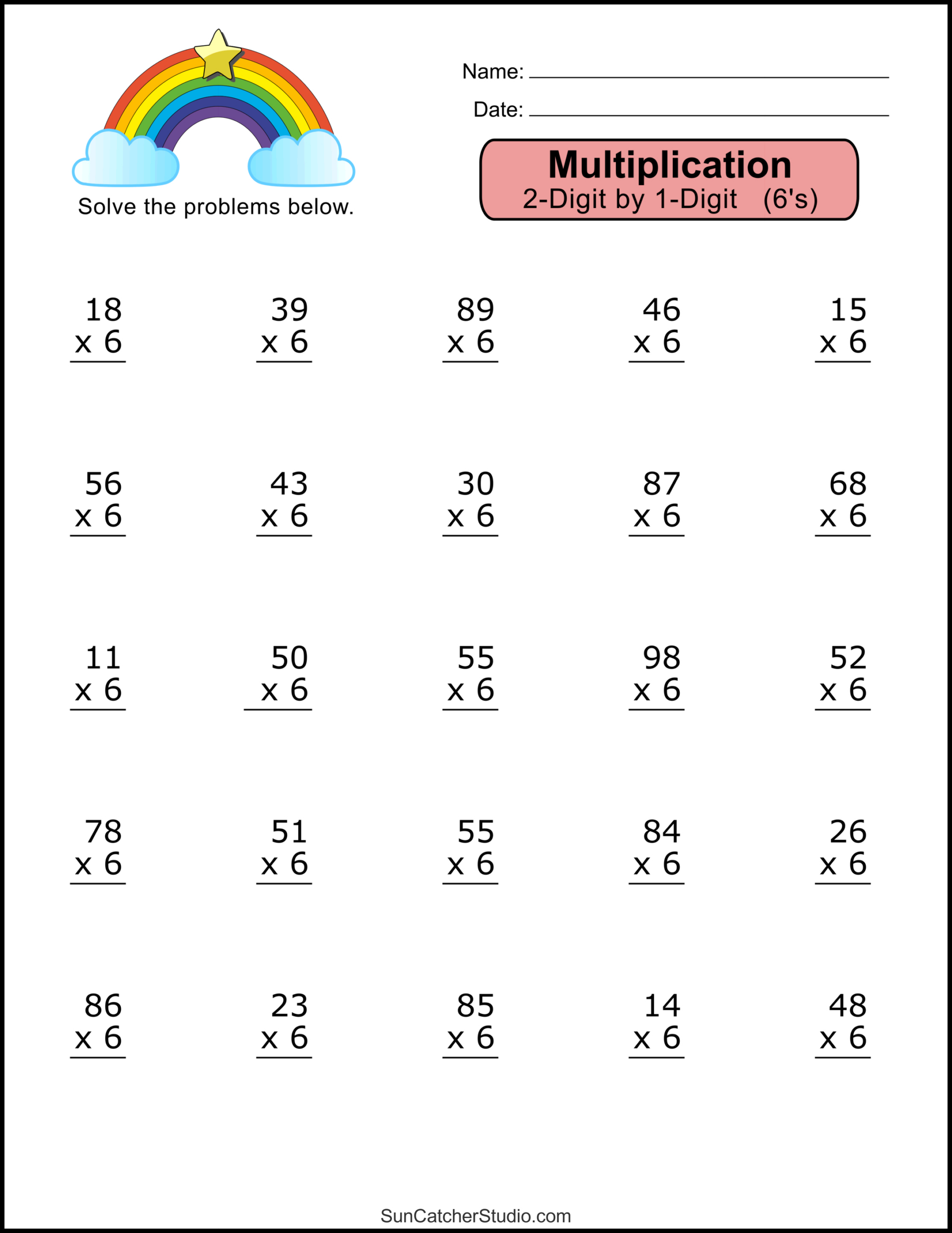 Multiplication Worksheets: (2-Digit1-Digit Math Drills) – Free in 2 Digit Multiplication Worksheets Printable