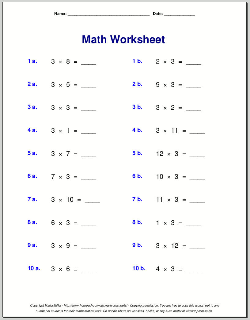 Multiplication Worksheets For Grade 3 within Multiplication Worksheets Grade 3 Printable