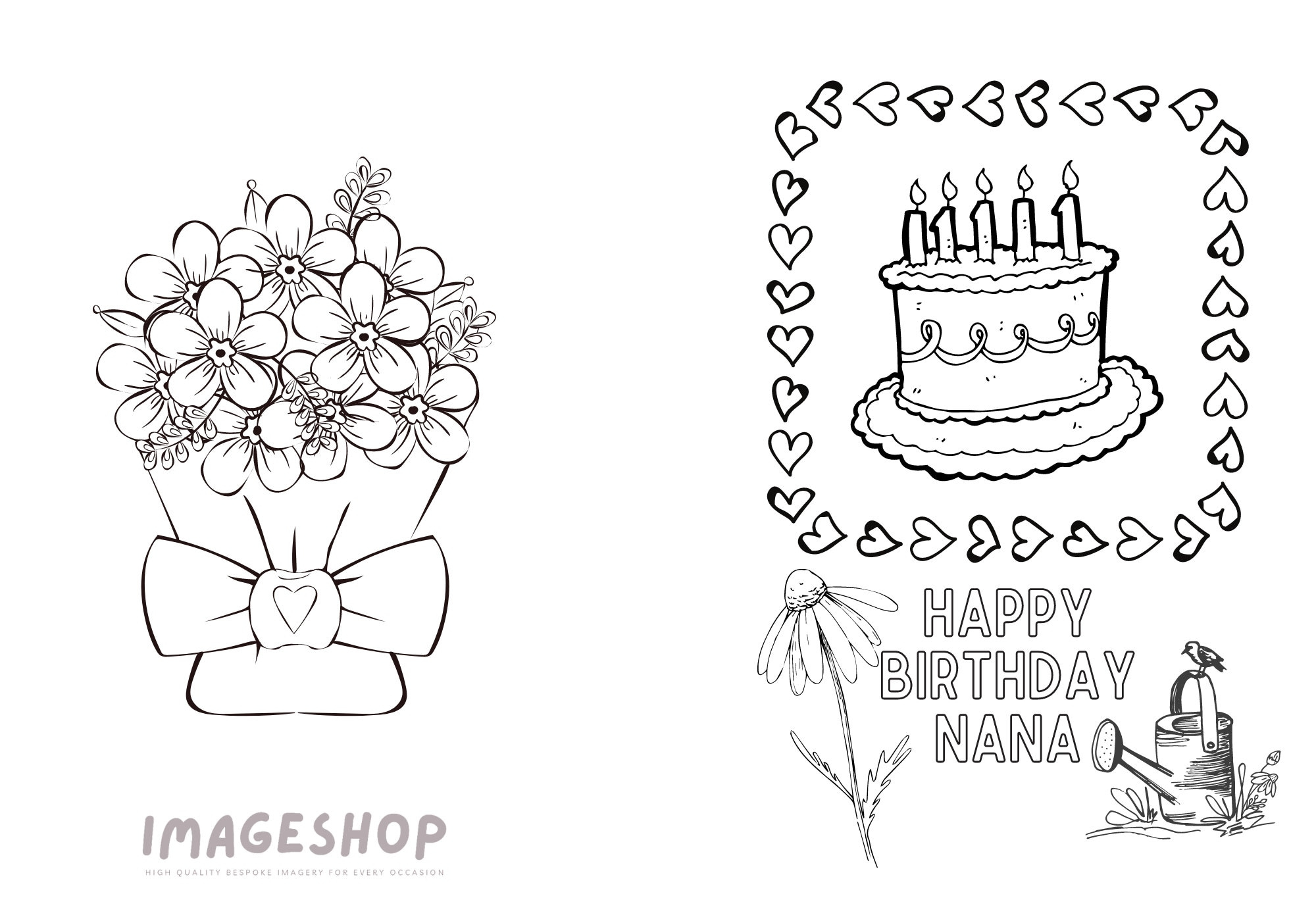 Nana Birthday Colouring Card: Printable Kids Activity (Pdf, Png regarding Happy Birthday Nana Printable Cards