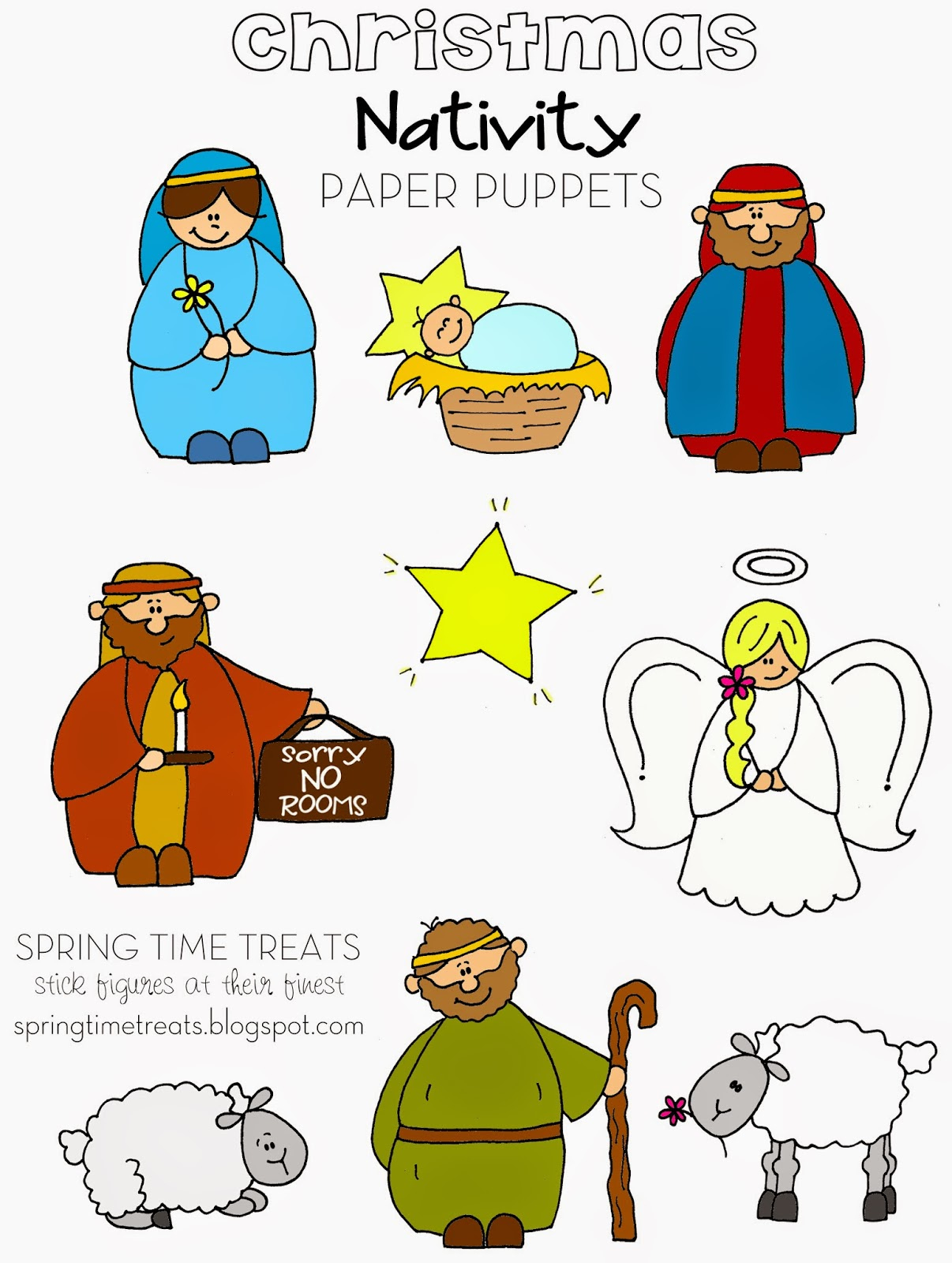 Nativity Paper Puppets - Free Printables | Spring Time Doodles pertaining to Free Printable Nativity Scene Templates
