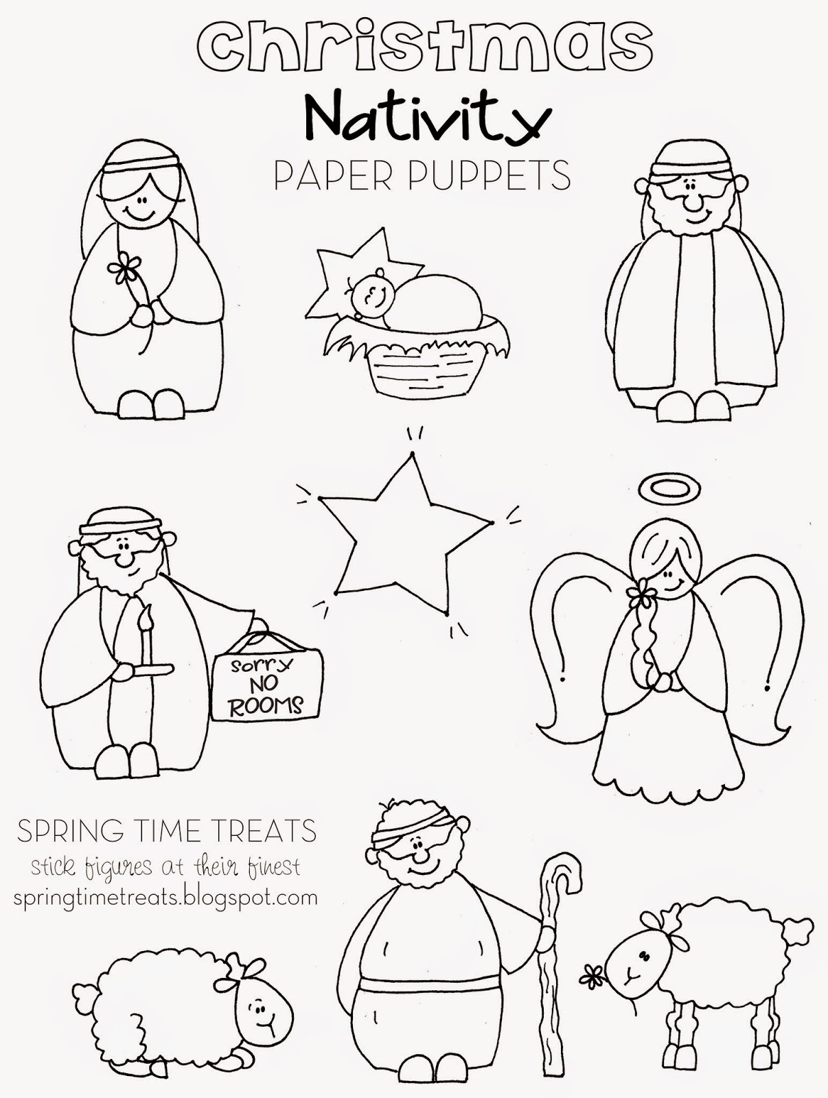 Nativity Paper Puppets - Free Printables | Spring Time Doodles throughout Free Printable Nativity Scene Templates