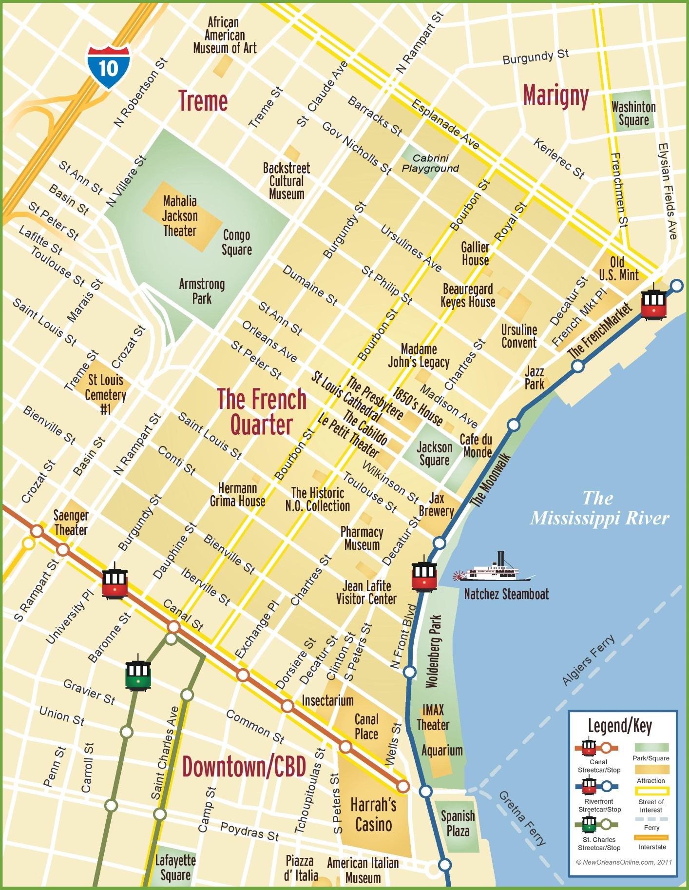 New Orleans French Quarter Map - Ontheworldmap in New Orleans French Quarter Map Printable